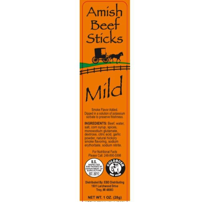 Beef Snack Sticks - Mild - 24 Individually Wrapped - Amish Beef Sticks