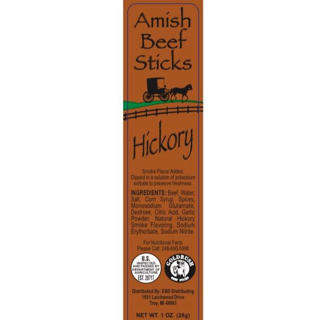 Beef Snack Sticks - Hickory - 24 Individually Wrapped - Amish Beef Sticks