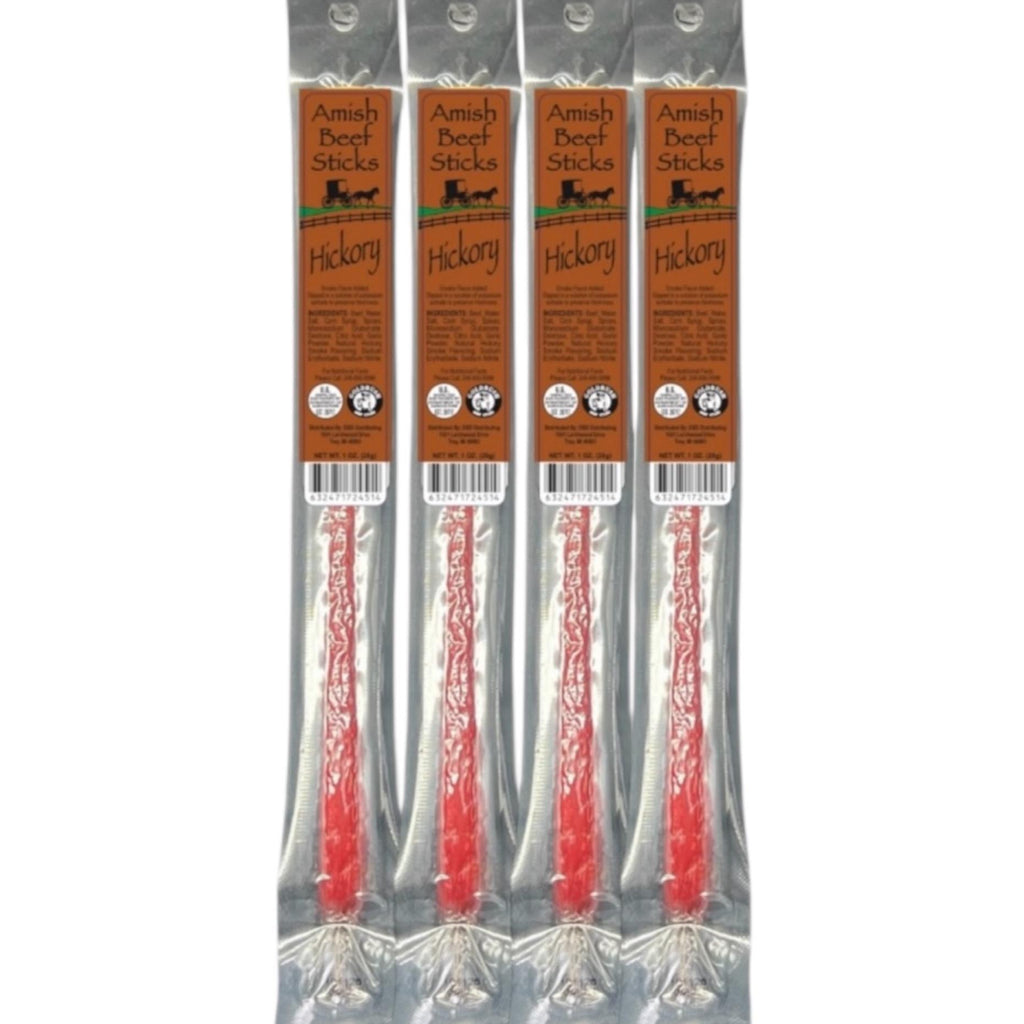 Beef Snack Sticks - Hickory - 24 Individually Wrapped - Amish Beef Sticks