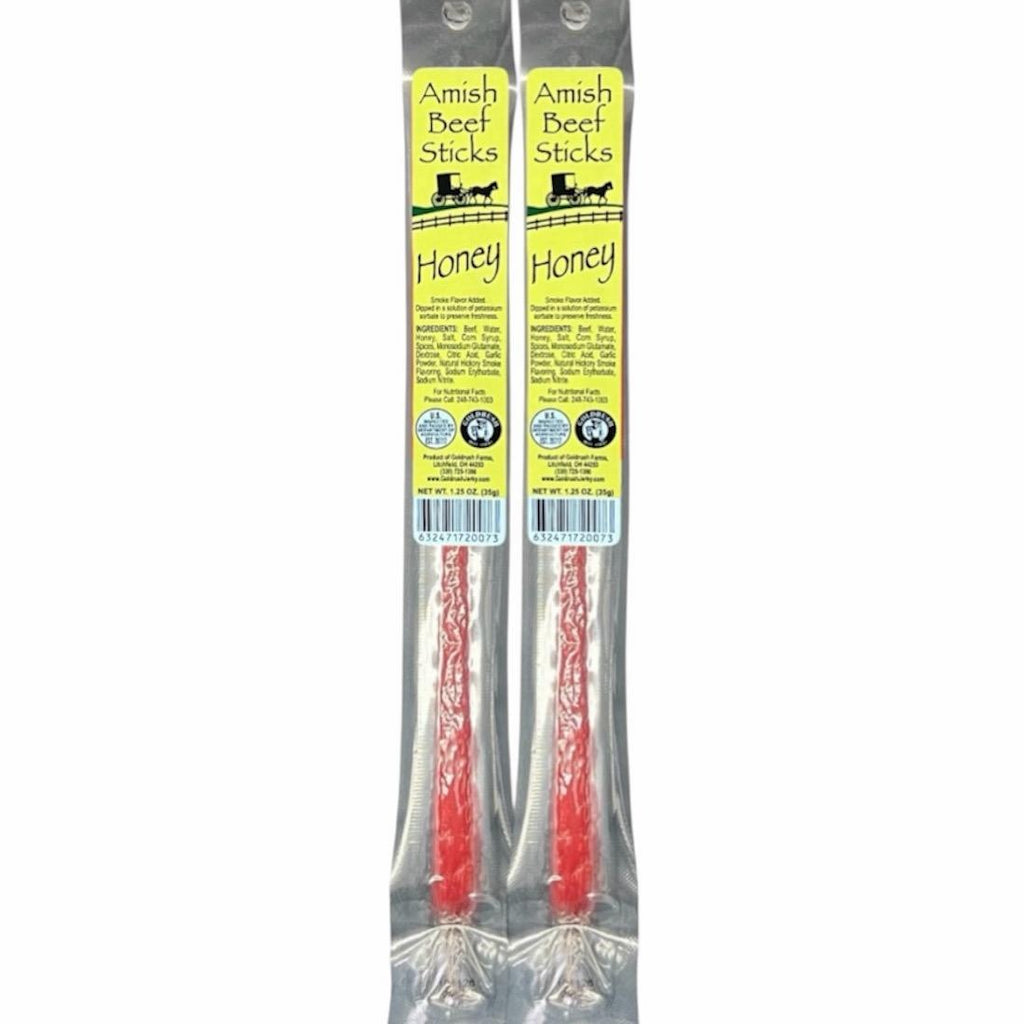 Beef Snack Sticks - Honey - 24 Individually Wrapped - Amish Beef Sticks