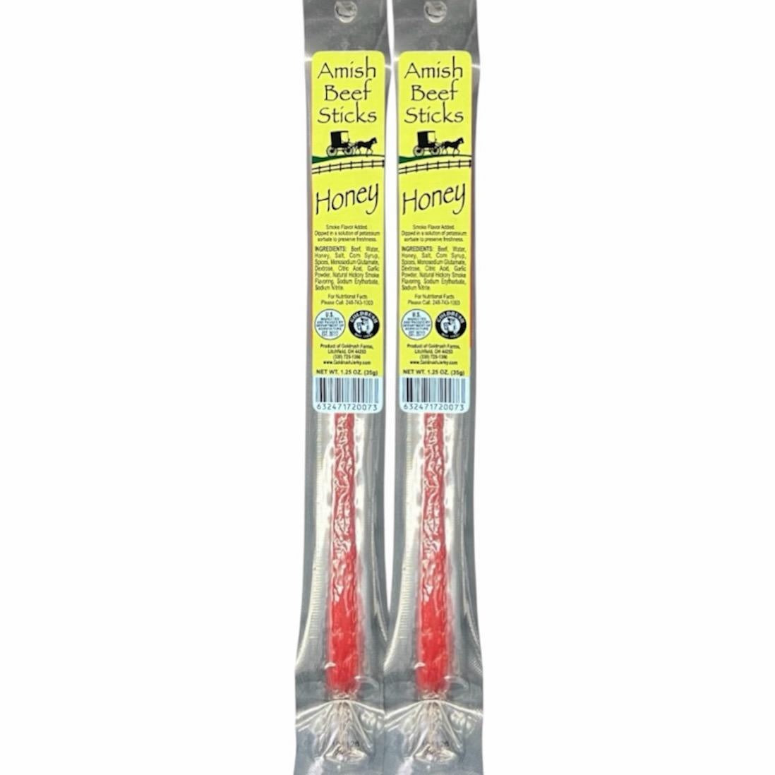 Beef Snack Sticks - Honey - 24 Individually Wrapped - Amish Beef Sticks
