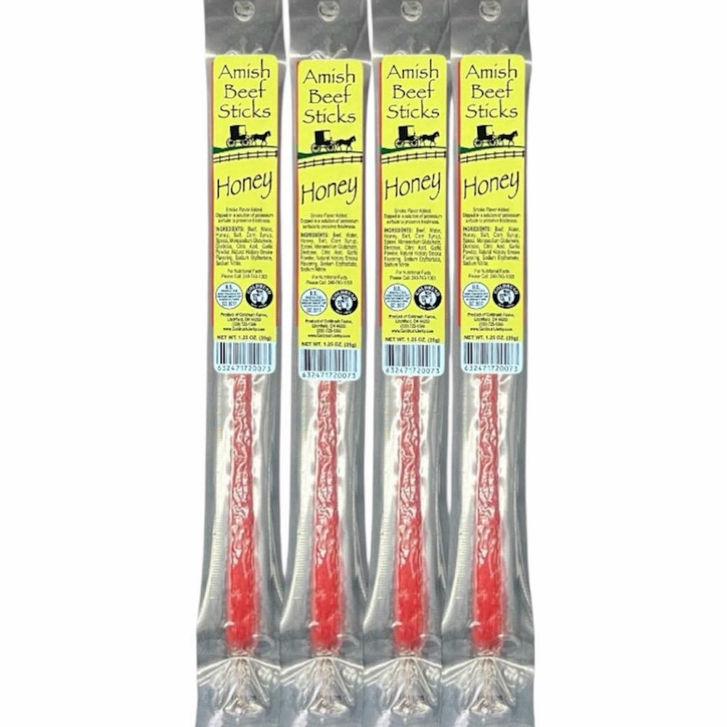 Beef Snack Sticks - Honey - 24 Individually Wrapped - Amish Beef Sticks