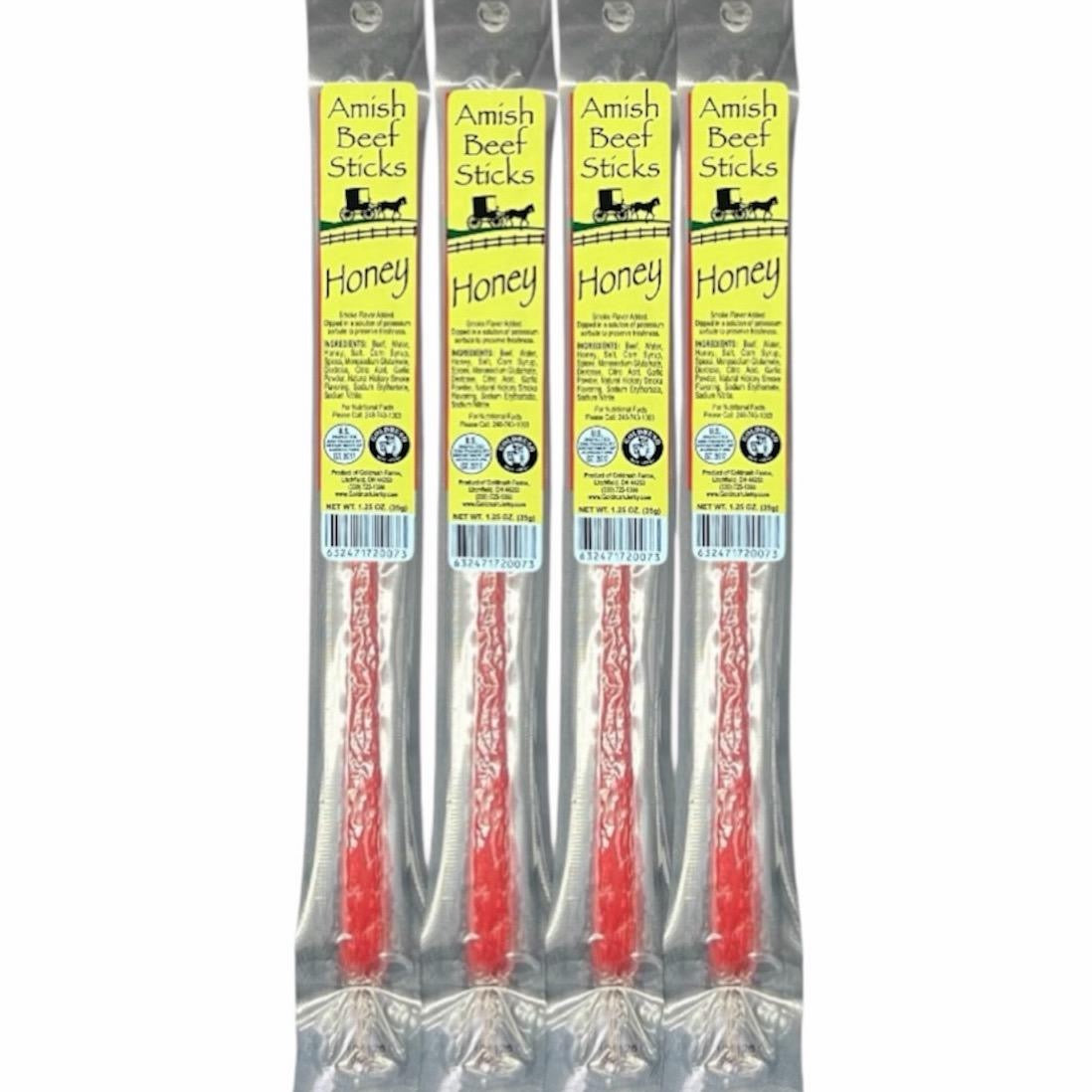 Beef Snack Sticks - Honey - 24 Individually Wrapped - Amish Beef Sticks