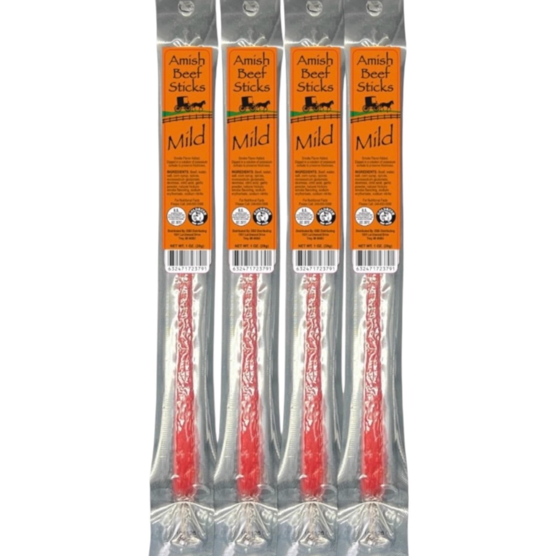 Beef Snack Sticks - Mild - 24 Individually Wrapped - Amish Beef Sticks