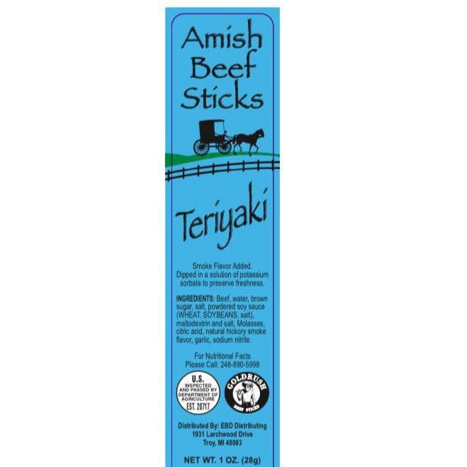 Beef Snack Sticks - Teriyaki - 24 Individually Wrapped - Amish Beef Sticks