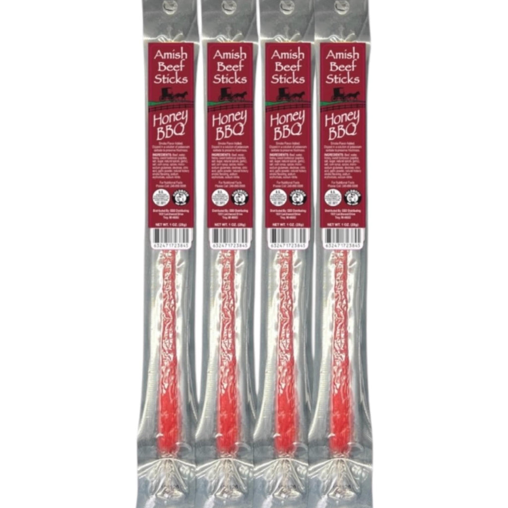 Beef Snack Sticks - Honey Bbq - 24 Individually Wrapped - Amish Beef Sticks