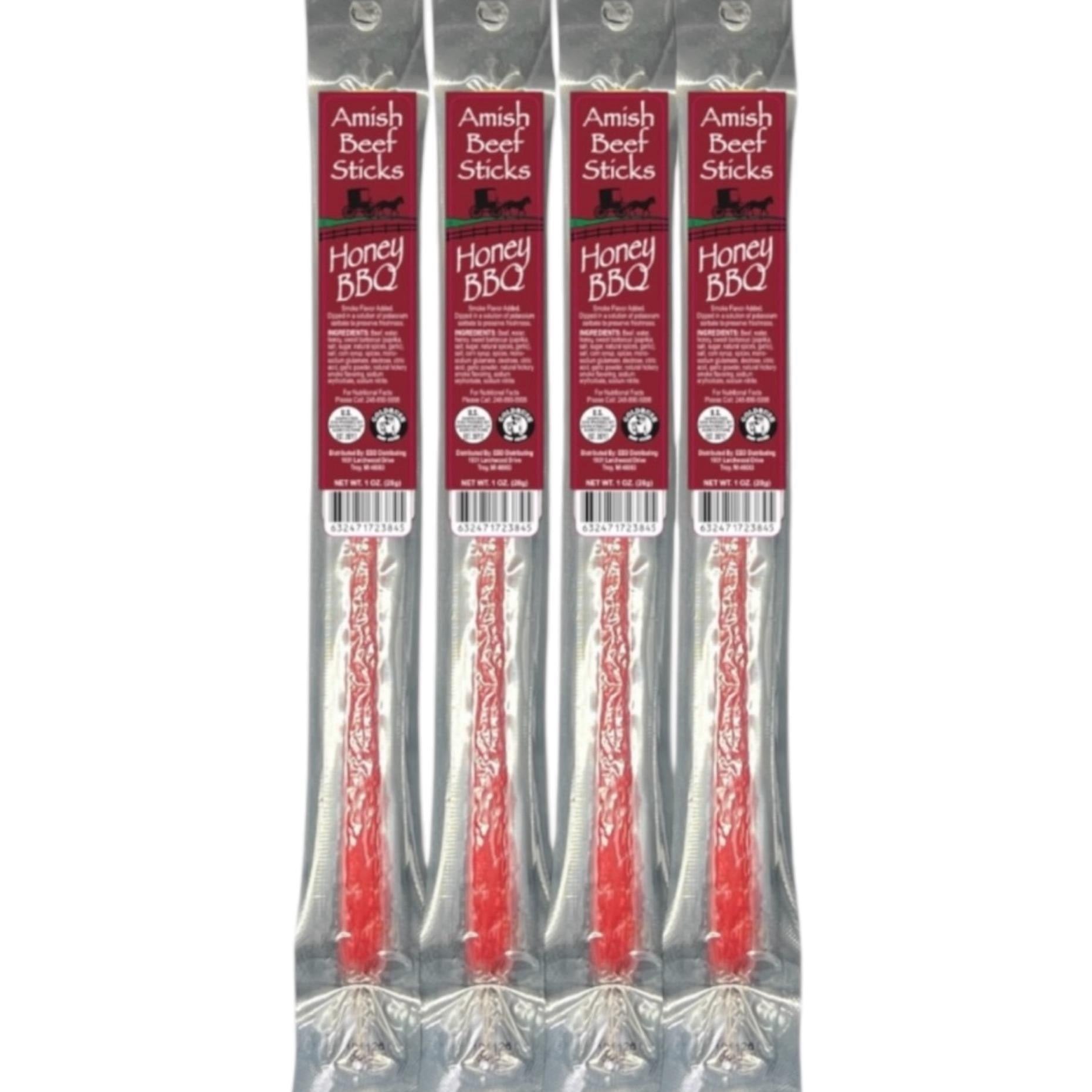 Beef Snack Sticks - Honey Bbq - 24 Individually Wrapped - Amish Beef Sticks