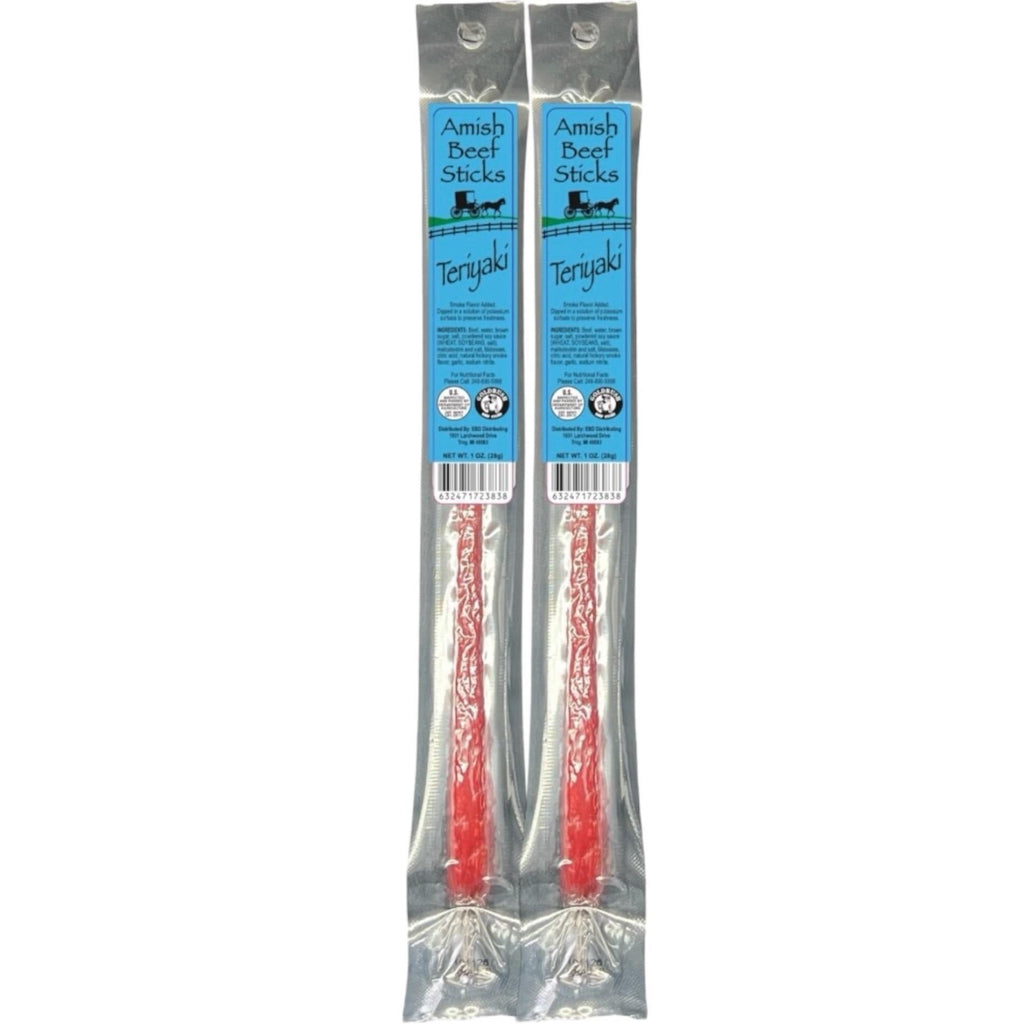 Beef Snack Sticks - Teriyaki - 24 Individually Wrapped - Amish Beef Sticks