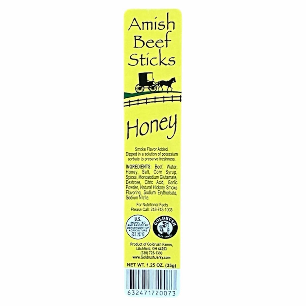 Beef Snack Sticks - Honey - 24 Individually Wrapped - Amish Beef Sticks