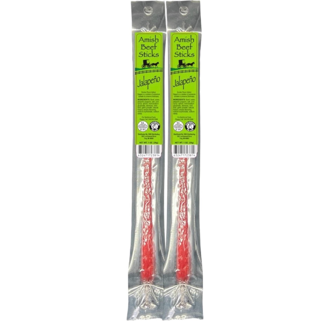 Beef Snack Sticks - Jalapeño - 24 Individually Wrapped - Amish Beef Sticks