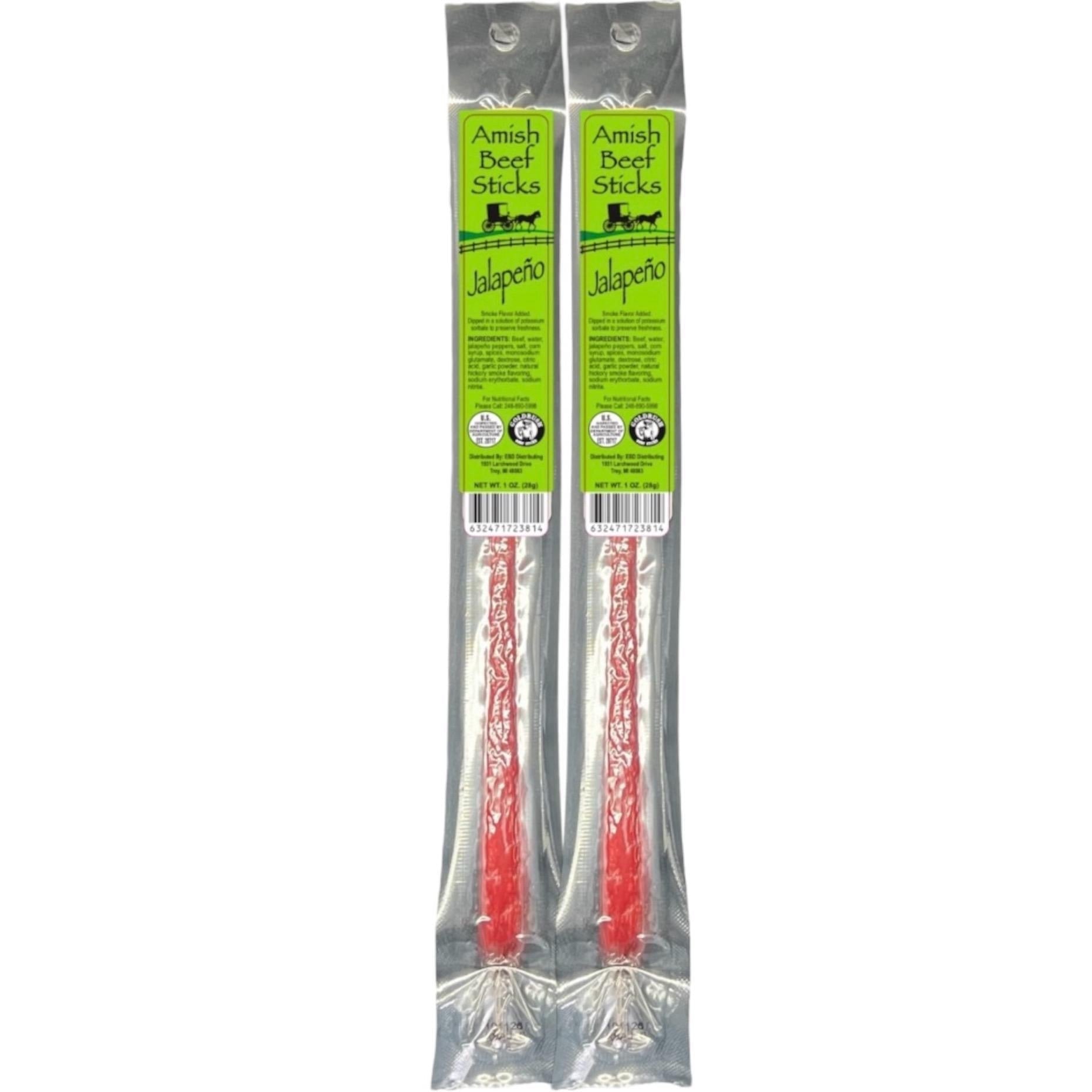 Beef Snack Sticks - Jalapeño - 24 Individually Wrapped - Amish Beef Sticks