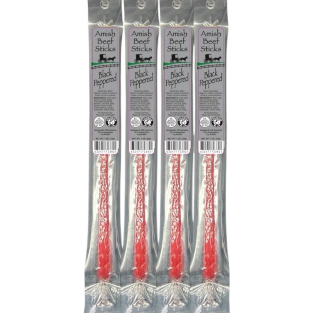 Beef Snack Sticks - Black Peppered - 24 Individually Wrapped - Amish Beef Sticks