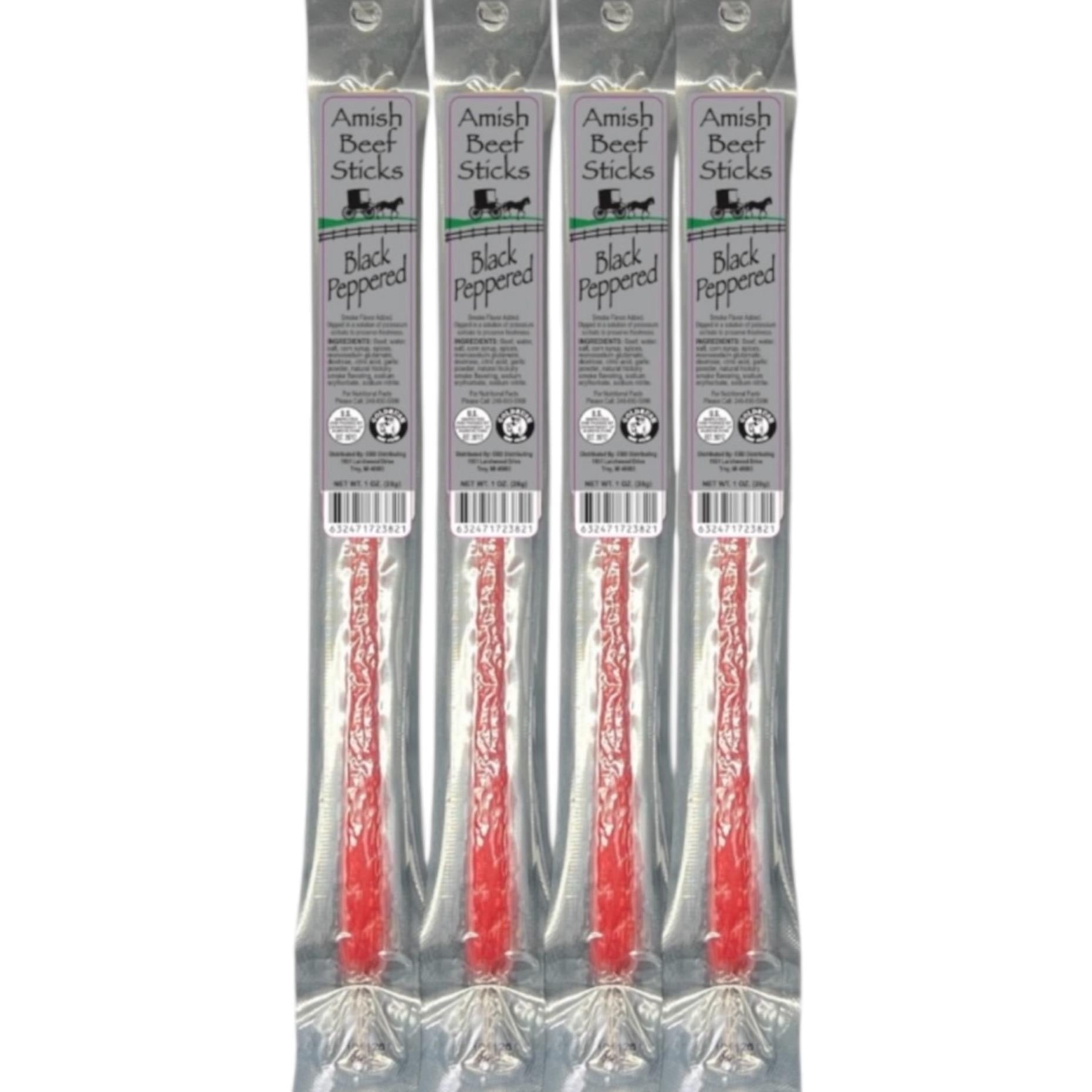 Beef Snack Sticks - Black Peppered - 24 Individually Wrapped - Amish Beef Sticks