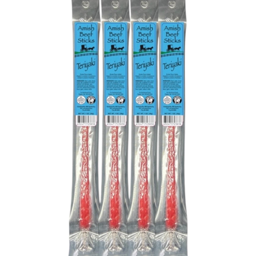 Beef Snack Sticks - Teriyaki - 24 Individually Wrapped - Amish Beef Sticks