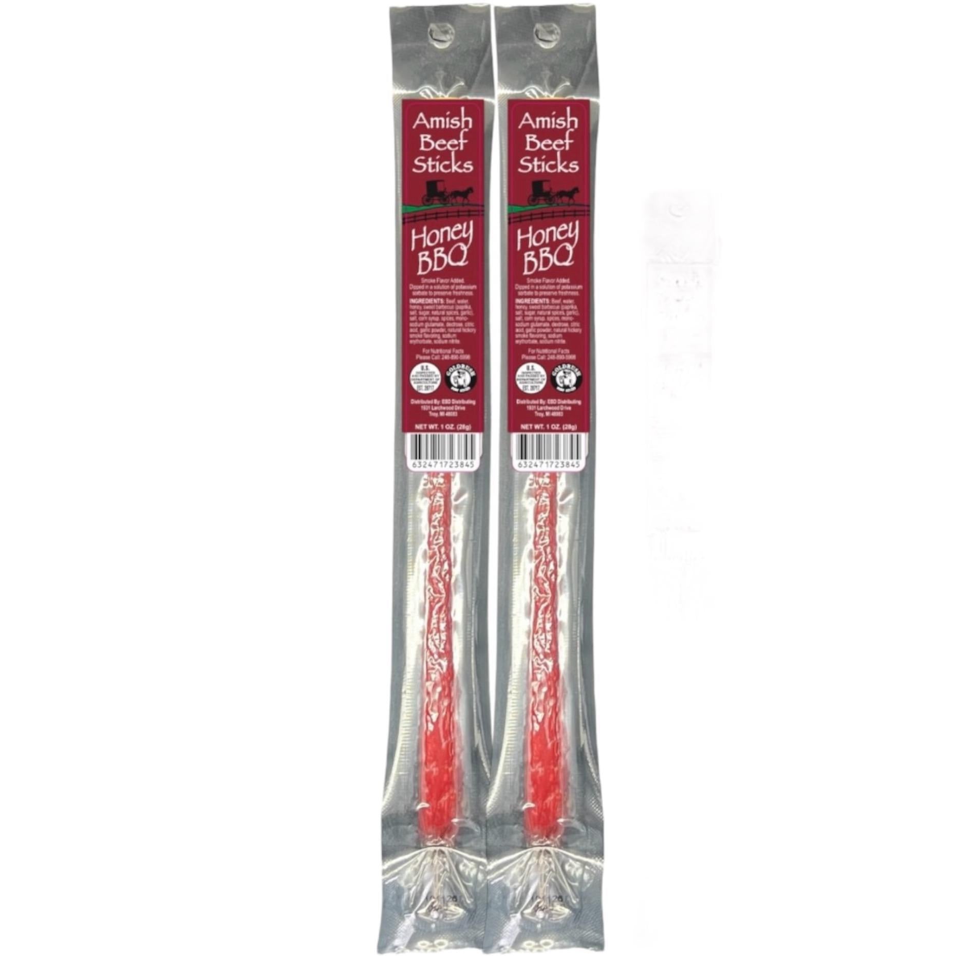 Beef Snack Sticks - Honey Bbq - 24 Individually Wrapped - Amish Beef Sticks