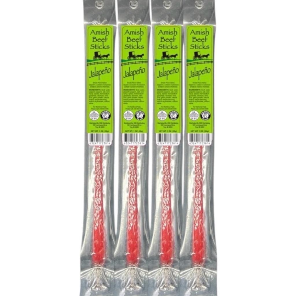 Beef Snack Sticks - Jalapeño - 24 Individually Wrapped - Amish Beef Sticks