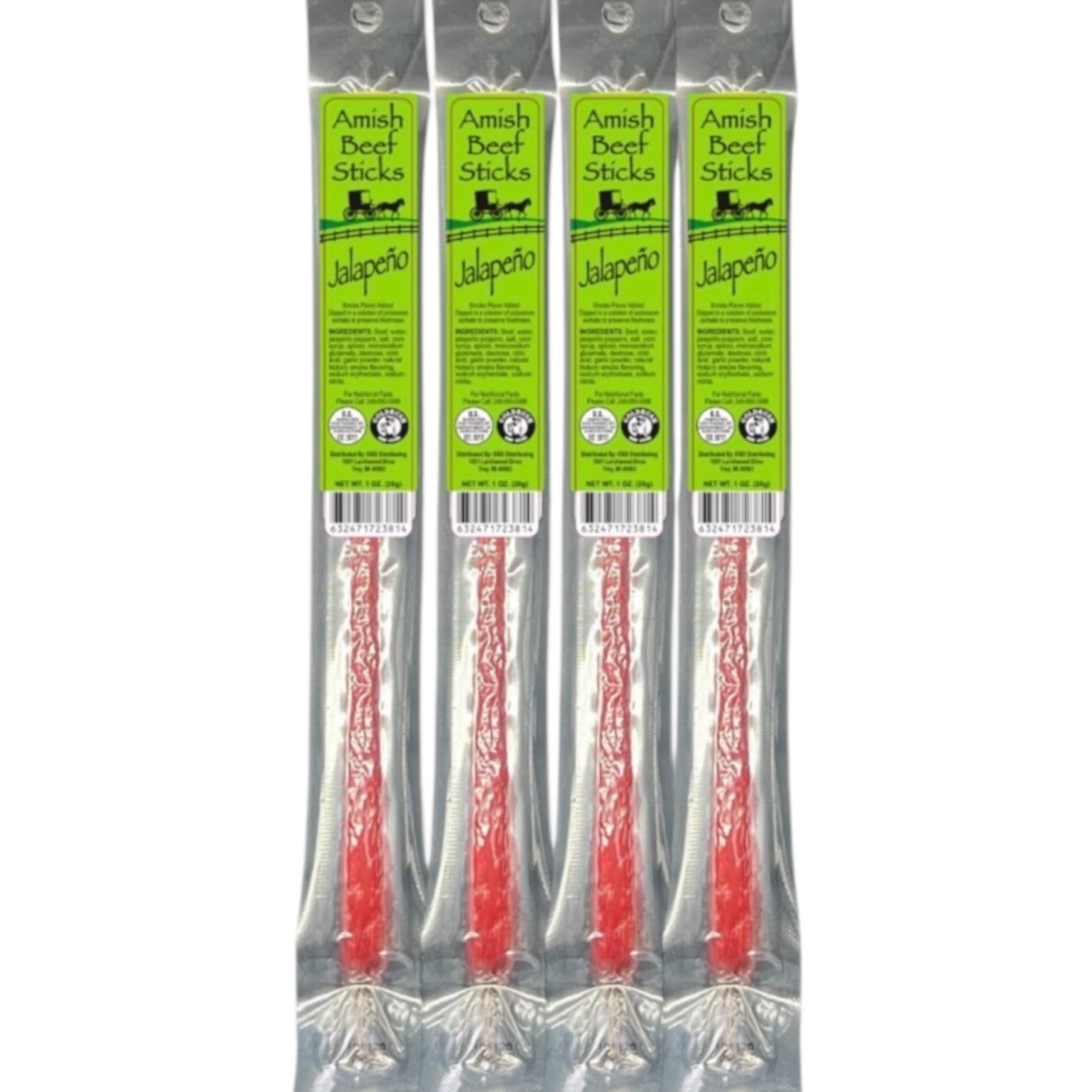Beef Snack Sticks - Jalapeño - 24 Individually Wrapped - Amish Beef Sticks