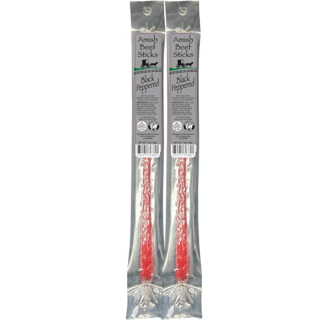 Beef Snack Sticks - Black Peppered - 24 Individually Wrapped - Amish Beef Sticks