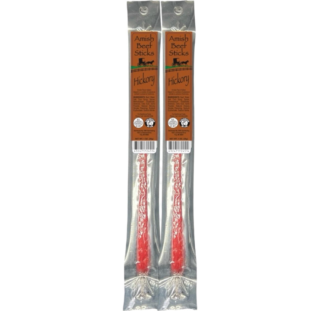 Beef Snack Sticks - Hickory - 24 Individually Wrapped - Amish Beef Sticks