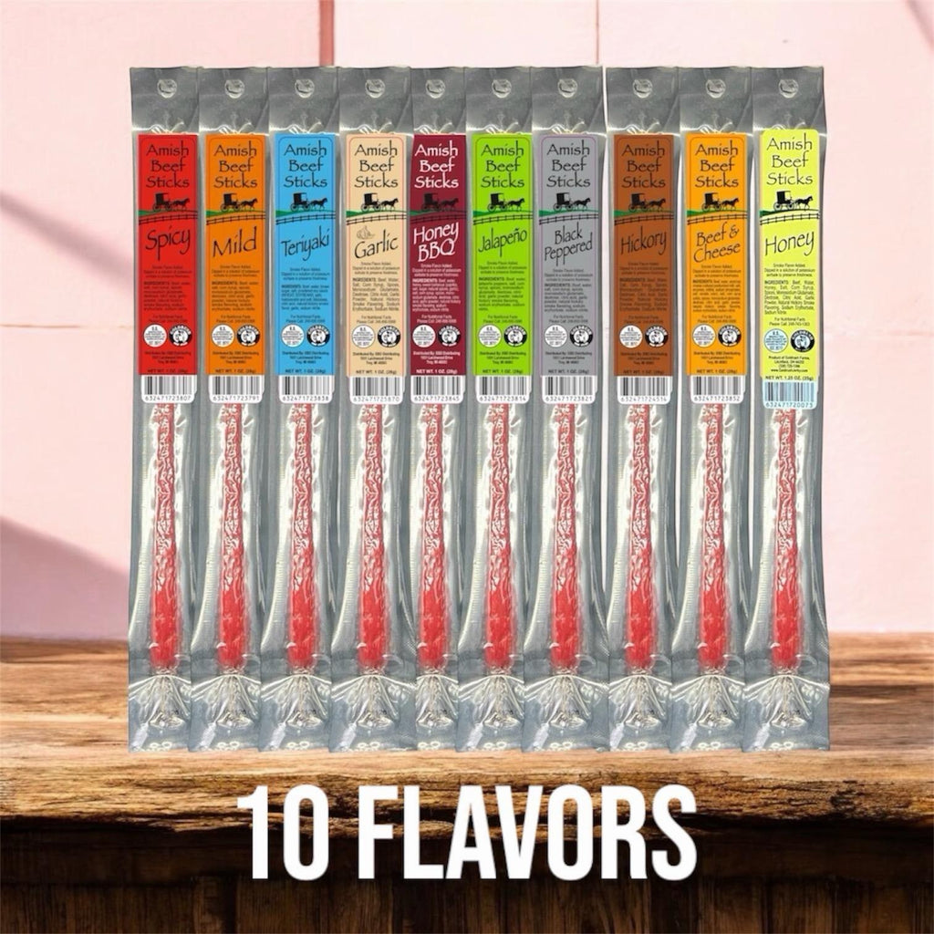 Beef Sticks 4ct - 4 Individually Wrapped - One Ounce - Amish Beef Snack Sticks