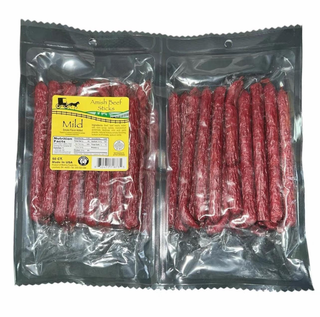 Beef Sticks - 50ct - Mild - Saddle Bag - Party Pack - Amish Beef Sticks