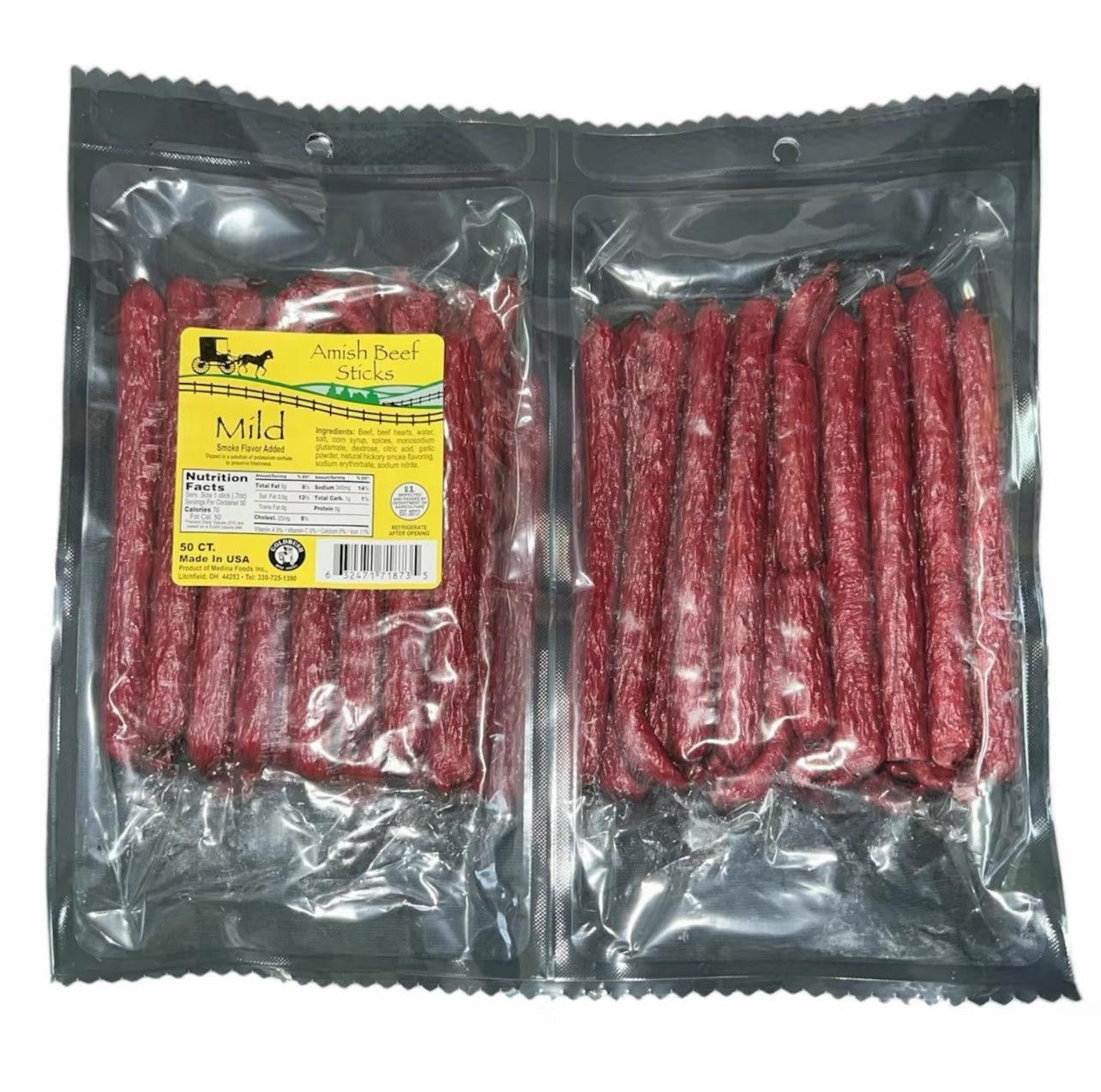Beef Sticks - 50ct - Mild - Saddle Bag - Party Pack - Amish Beef Sticks