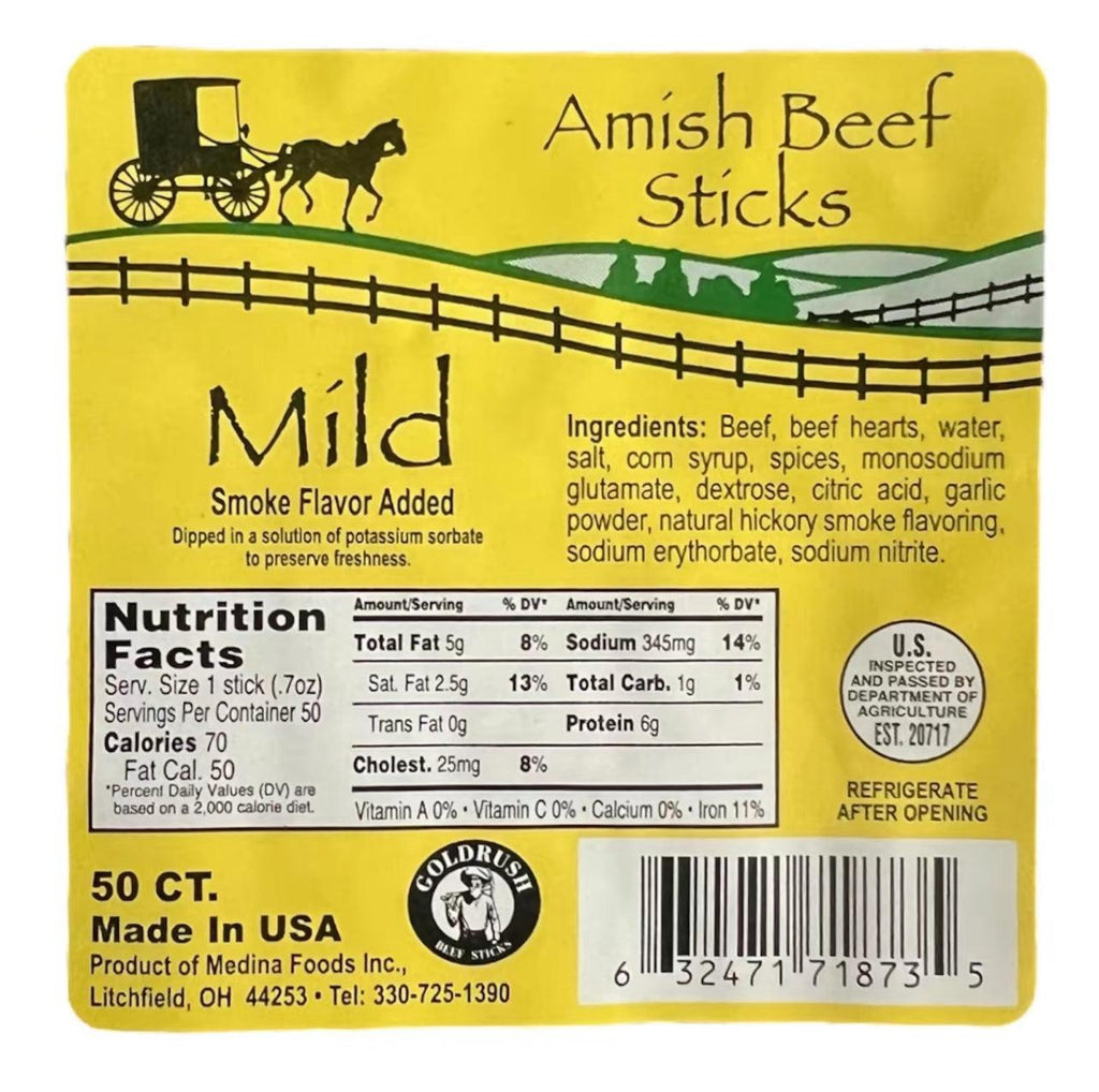 Beef Sticks - 50ct - Mild - Saddle Bag - Party Pack - Amish Beef Sticks