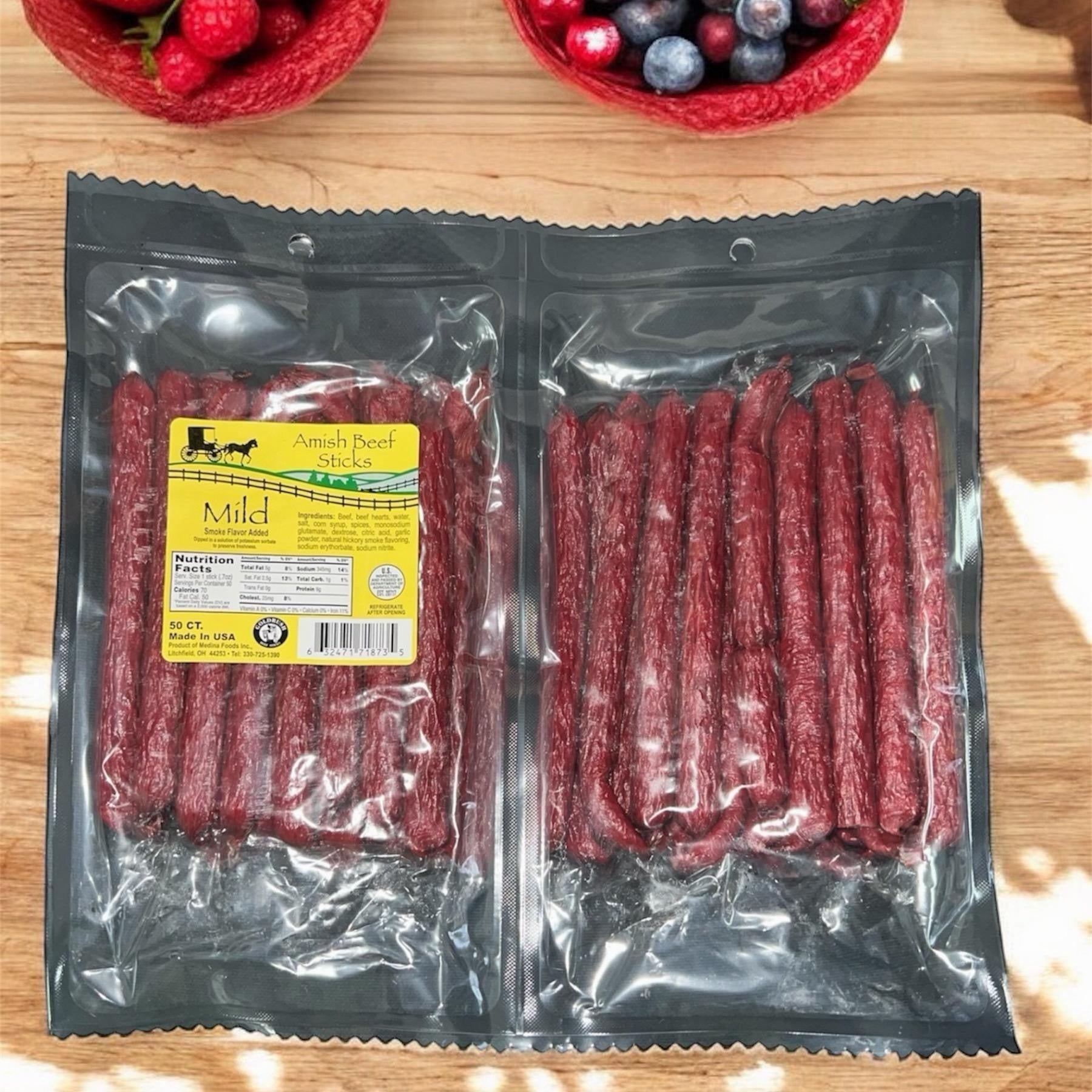 Beef Sticks - 50ct - Mild - Saddle Bag - Party Pack - Amish Beef Sticks