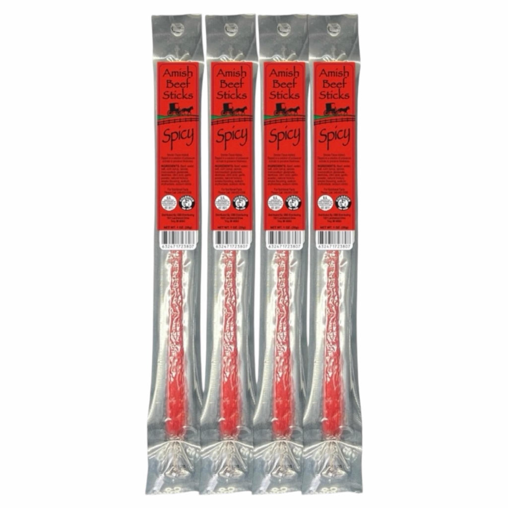 Beef Sticks 4ct - 4 Individually Wrapped - One Ounce - Amish Beef Snack Sticks