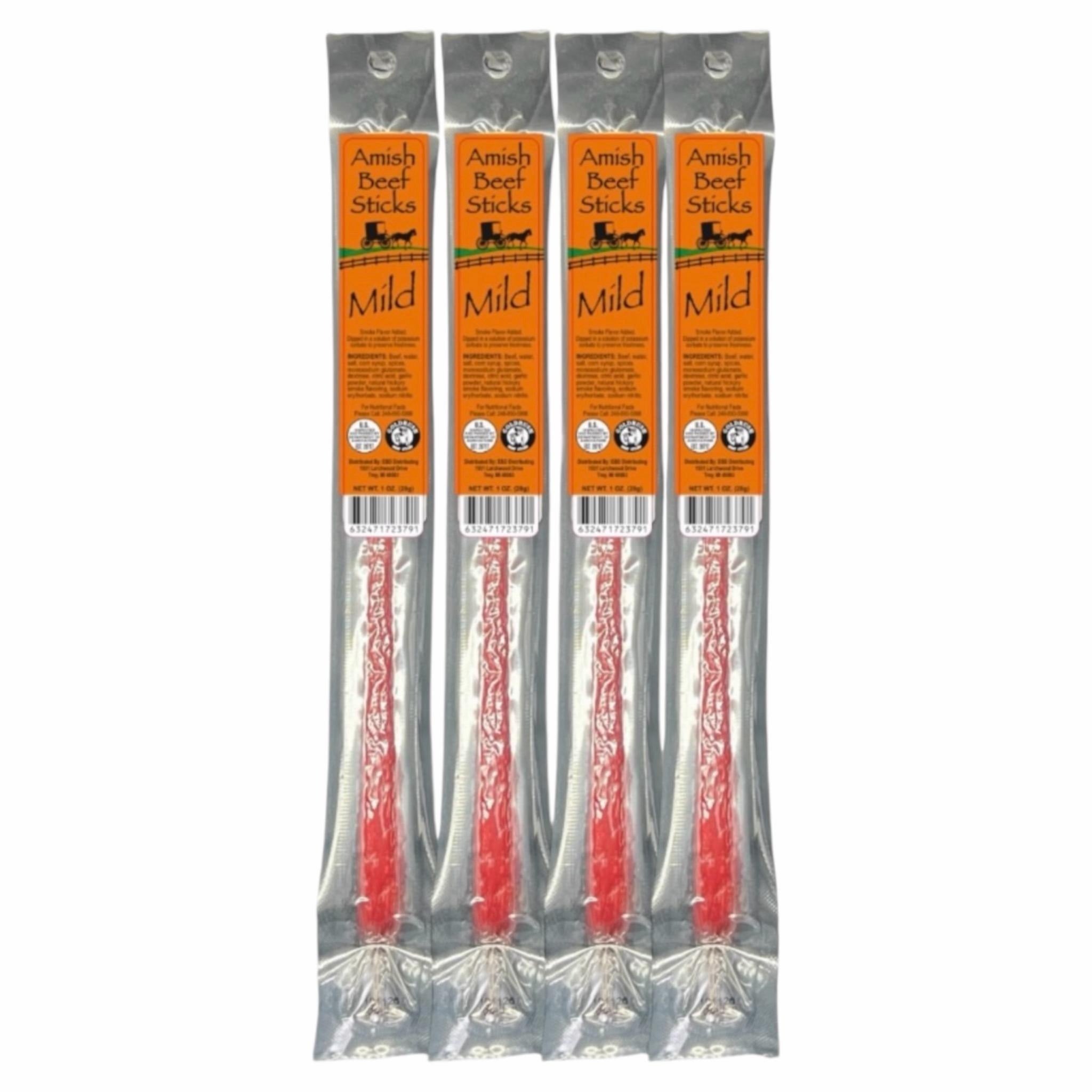 Beef Sticks 4ct - 4 Individually Wrapped - One Ounce - Amish Beef Snack Sticks