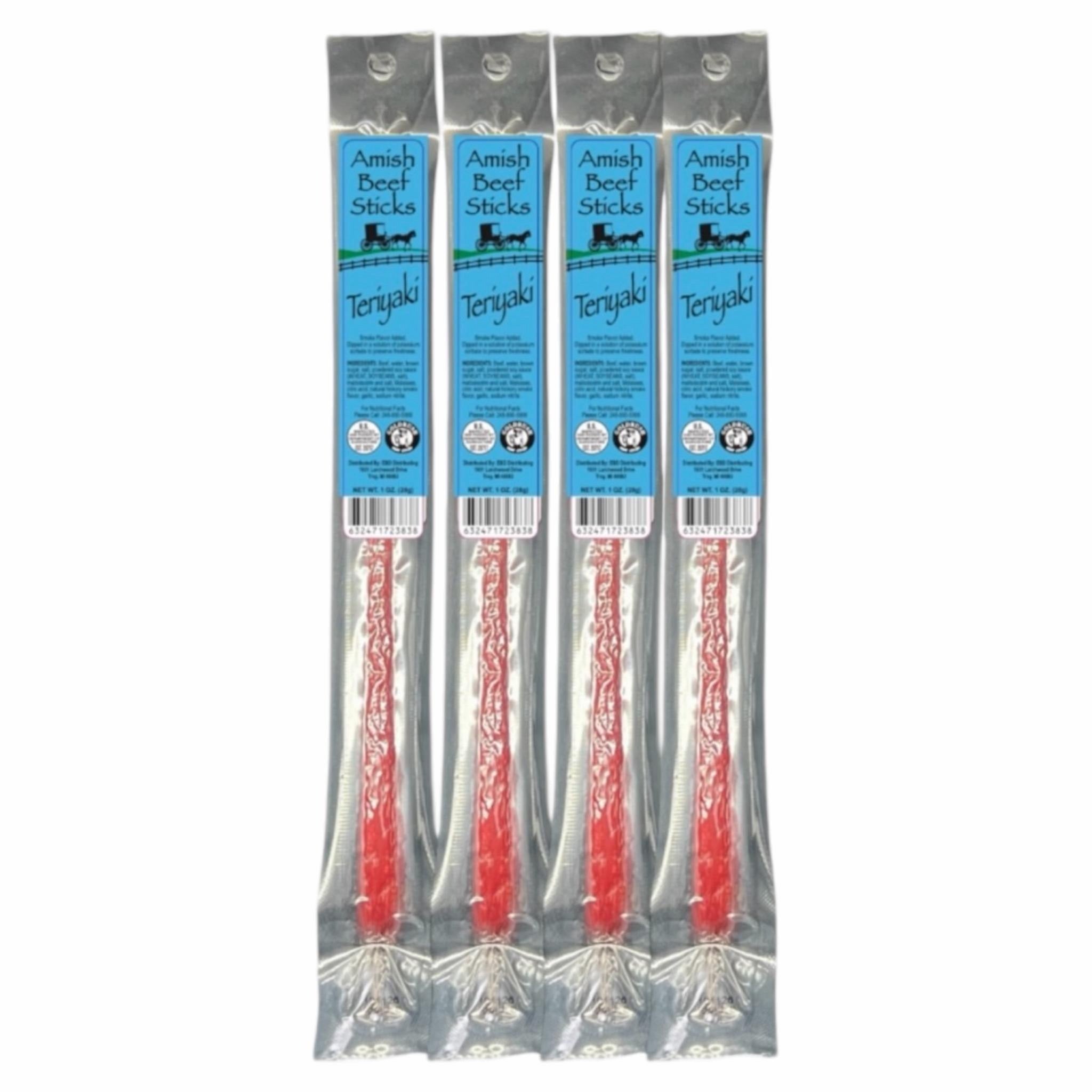 Beef Sticks 4ct - 4 Individually Wrapped - One Ounce - Amish Beef Snack Sticks