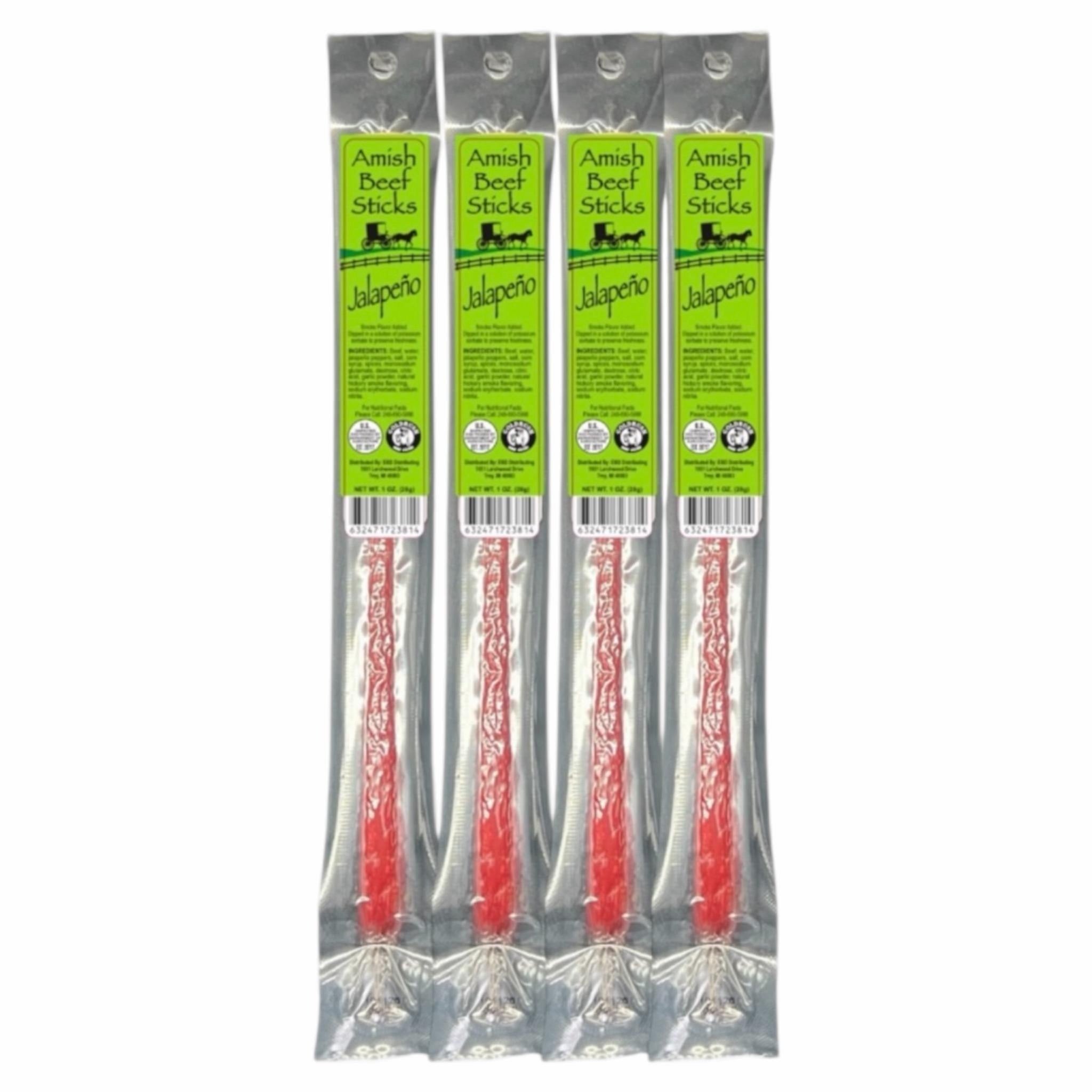 Beef Sticks 4ct - 4 Individually Wrapped - One Ounce - Amish Beef Snack Sticks