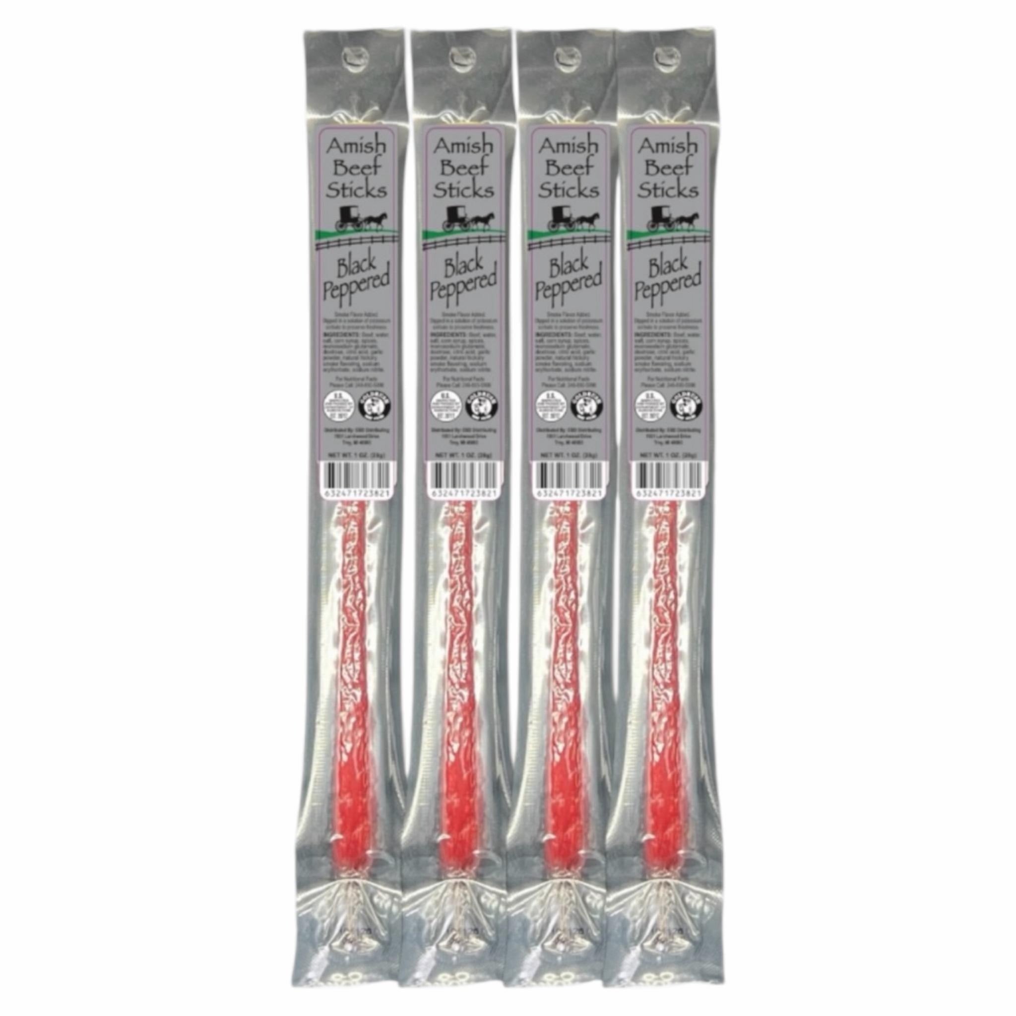 Beef Sticks 4ct - 4 Individually Wrapped - One Ounce - Amish Beef Snack Sticks