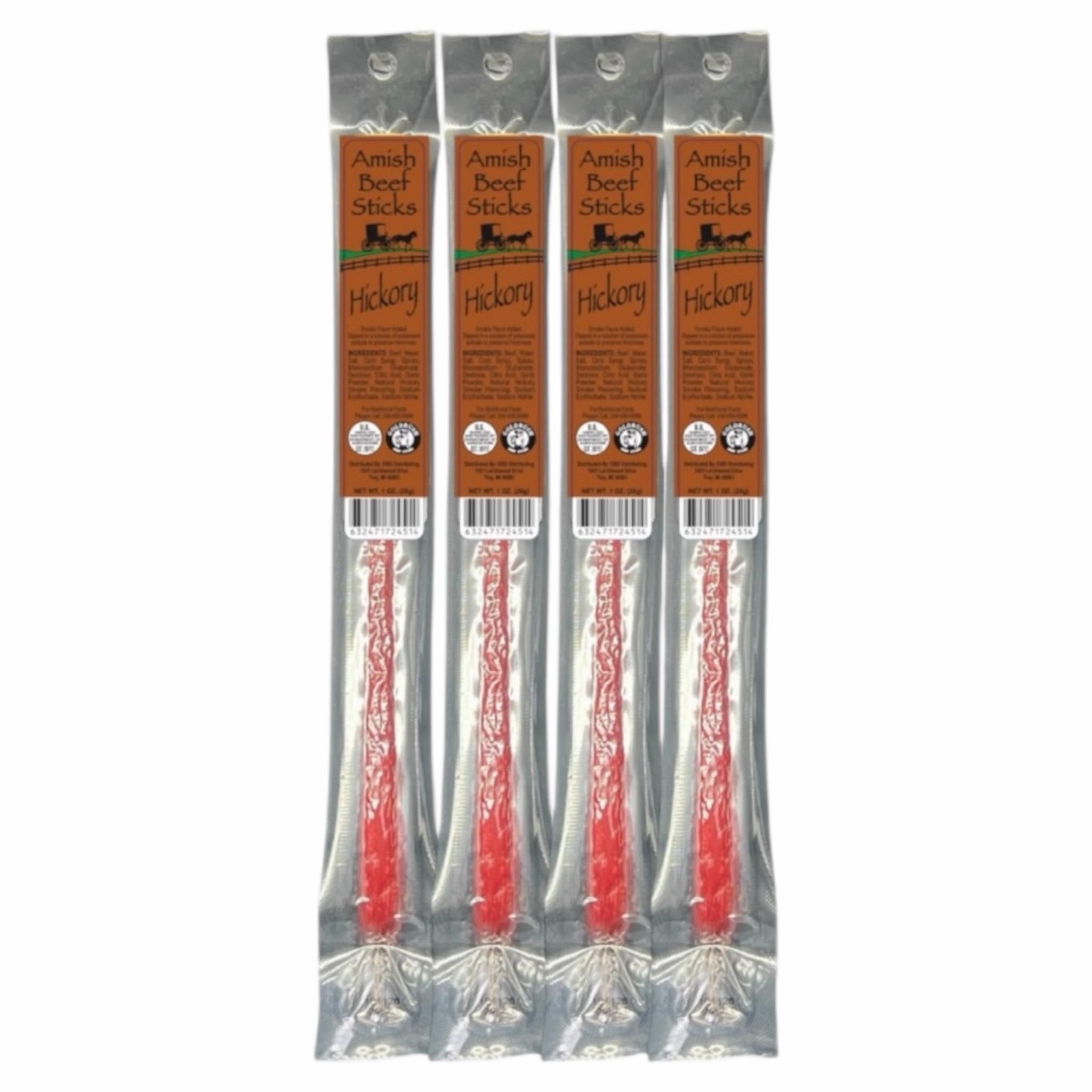Beef Sticks 4ct - 4 Individually Wrapped - One Ounce - Amish Beef Snack Sticks
