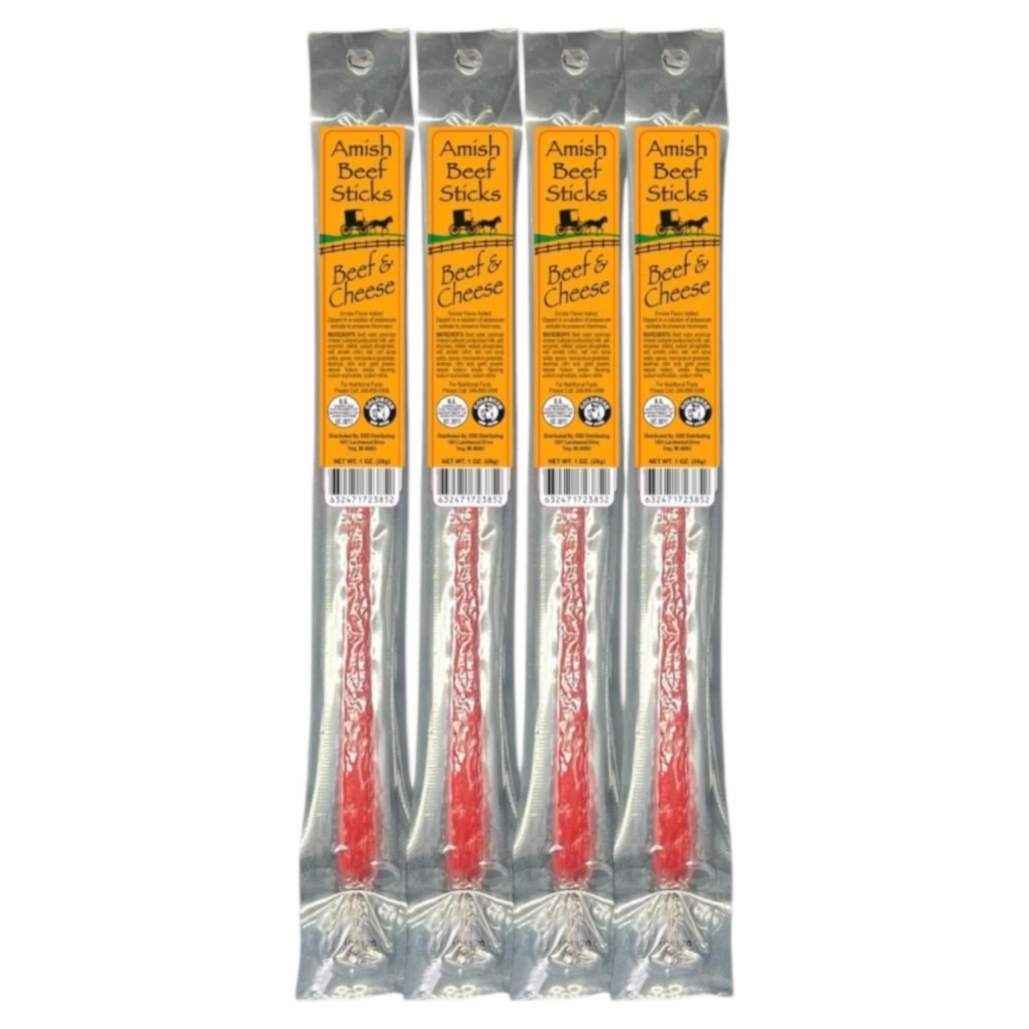 Beef Sticks 4ct - 4 Individually Wrapped - One Ounce - Amish Beef Snack Sticks
