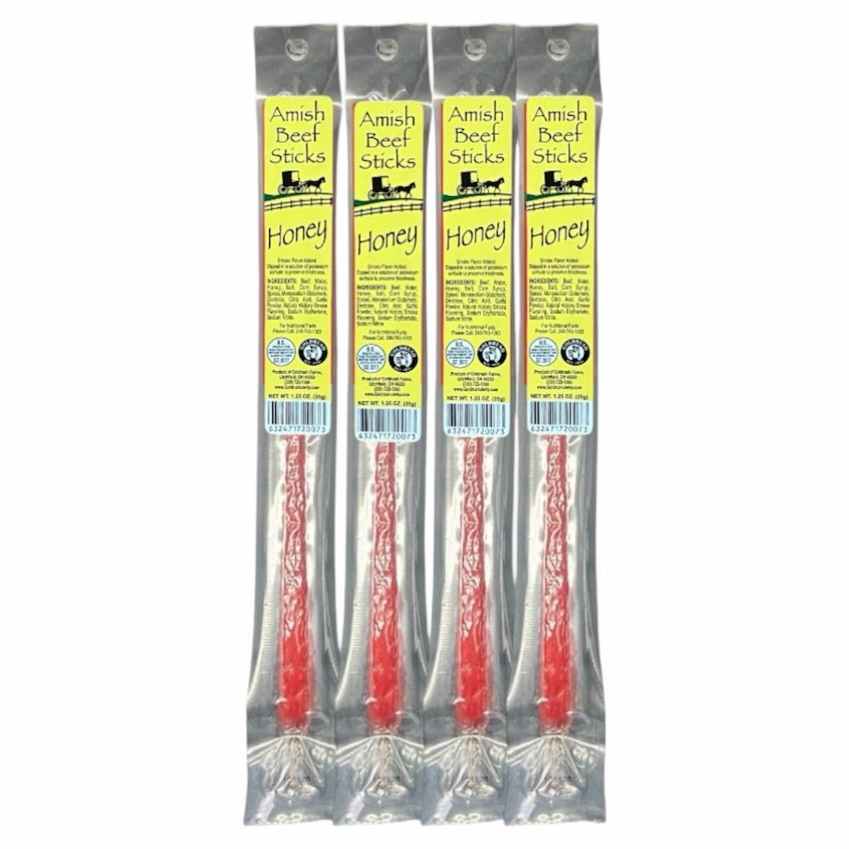Beef Sticks 4ct - 4 Individually Wrapped - One Ounce - Amish Beef Snack Sticks
