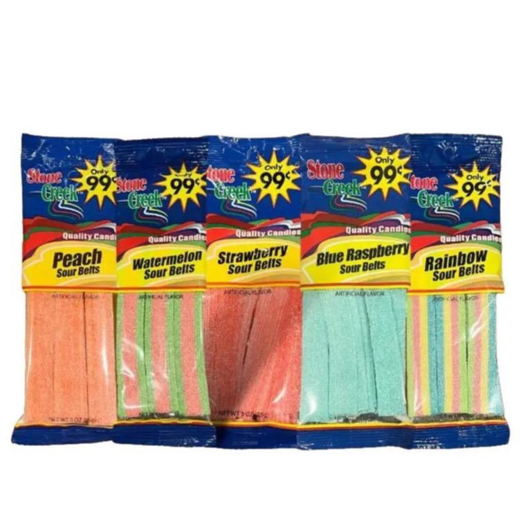 Sour Belts 12 Packs - Many Delicious Flavors - Sweet Snack Candy - 12 Packs Of Sour Strip Belts Sour Gummy Variety