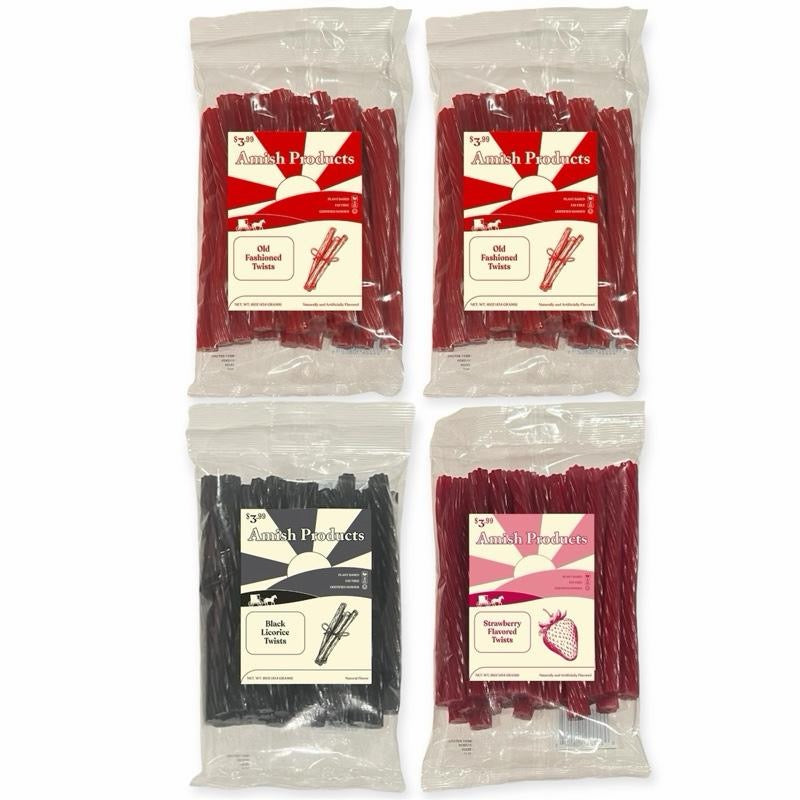 Licorice 4 pack - 7 Delicious Flavors - Amish Products - 16oz Bags