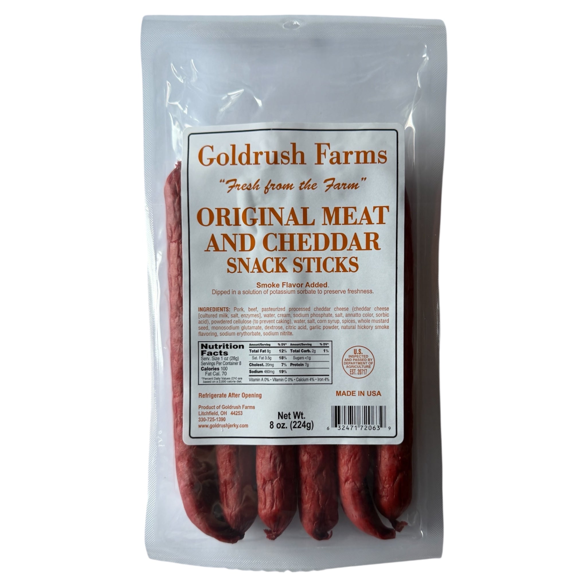 Goldrush Farms Beef Sticks - 8oz Snack Sticks - 8 Ounce Beef Stick Bags -  High-Quality Meat Snack