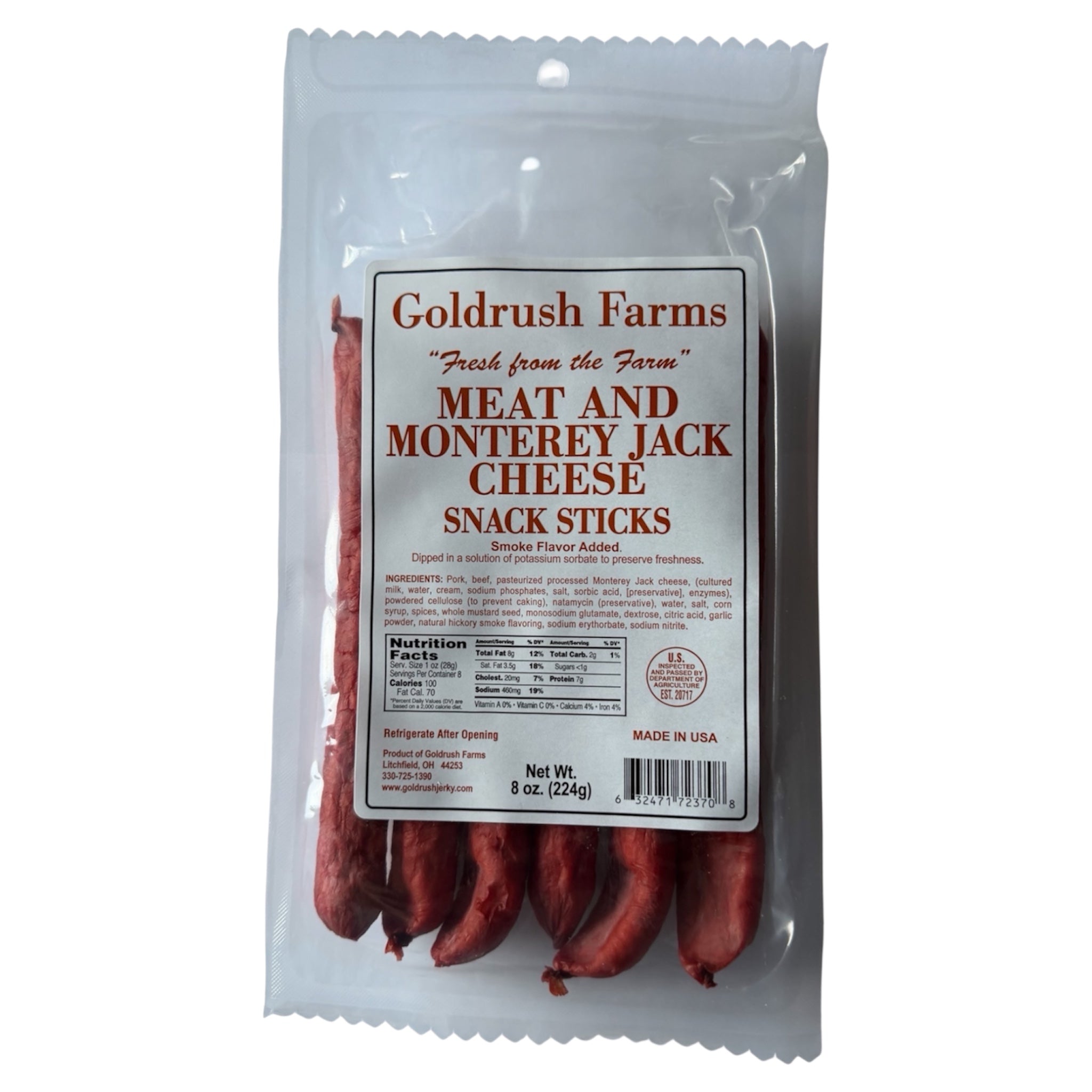 Goldrush Farms Beef Sticks - 8oz Snack Sticks - 8 Ounce Beef Stick Bags -  High-Quality Meat Snack