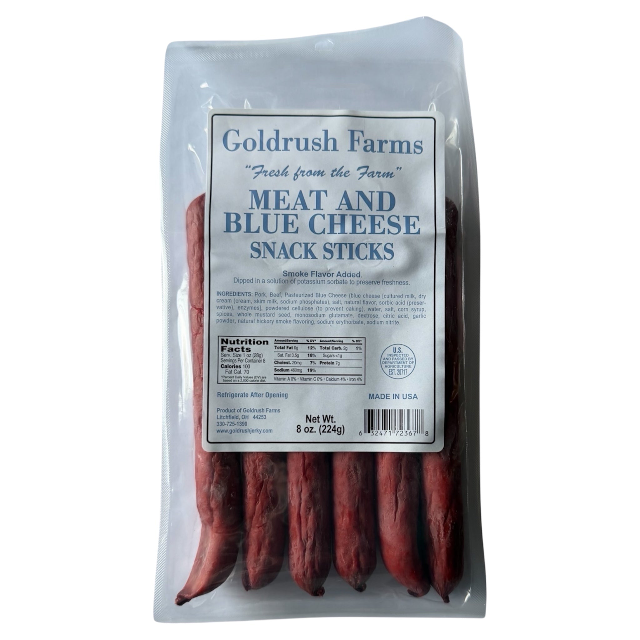 Goldrush Farms Beef Sticks - 8oz Snack Sticks - 8 Ounce Beef Stick Bags -  High-Quality Meat Snack