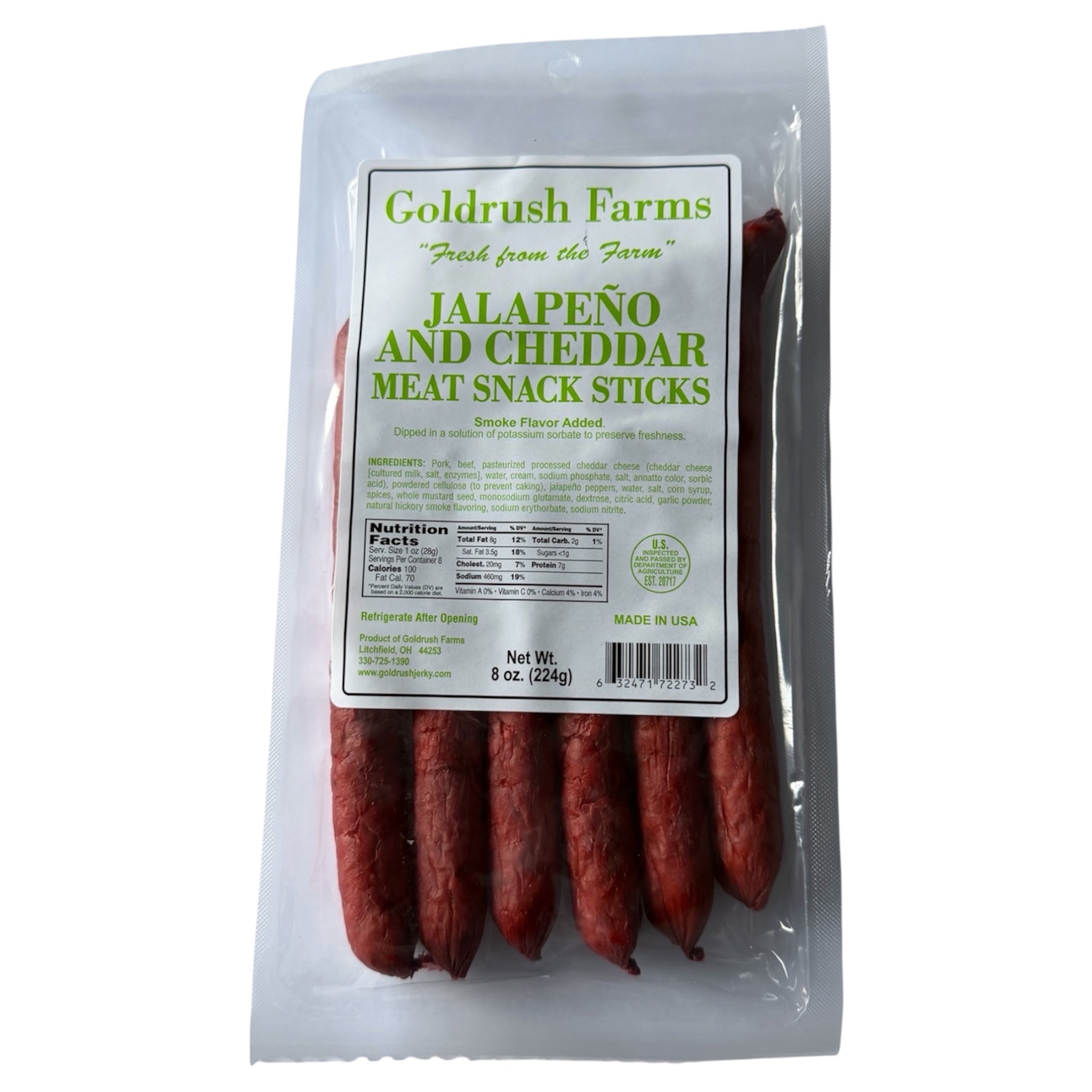 Goldrush Farms Beef Sticks - 8oz Snack Sticks - 8 Ounce Beef Stick Bags -  High-Quality Meat Snack