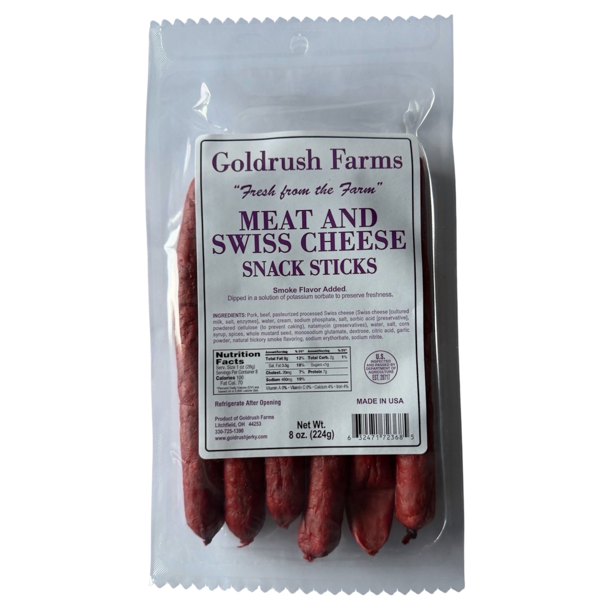 Goldrush Farms Beef Sticks - 8oz Snack Sticks - 8 Ounce Beef Stick Bags -  High-Quality Meat Snack