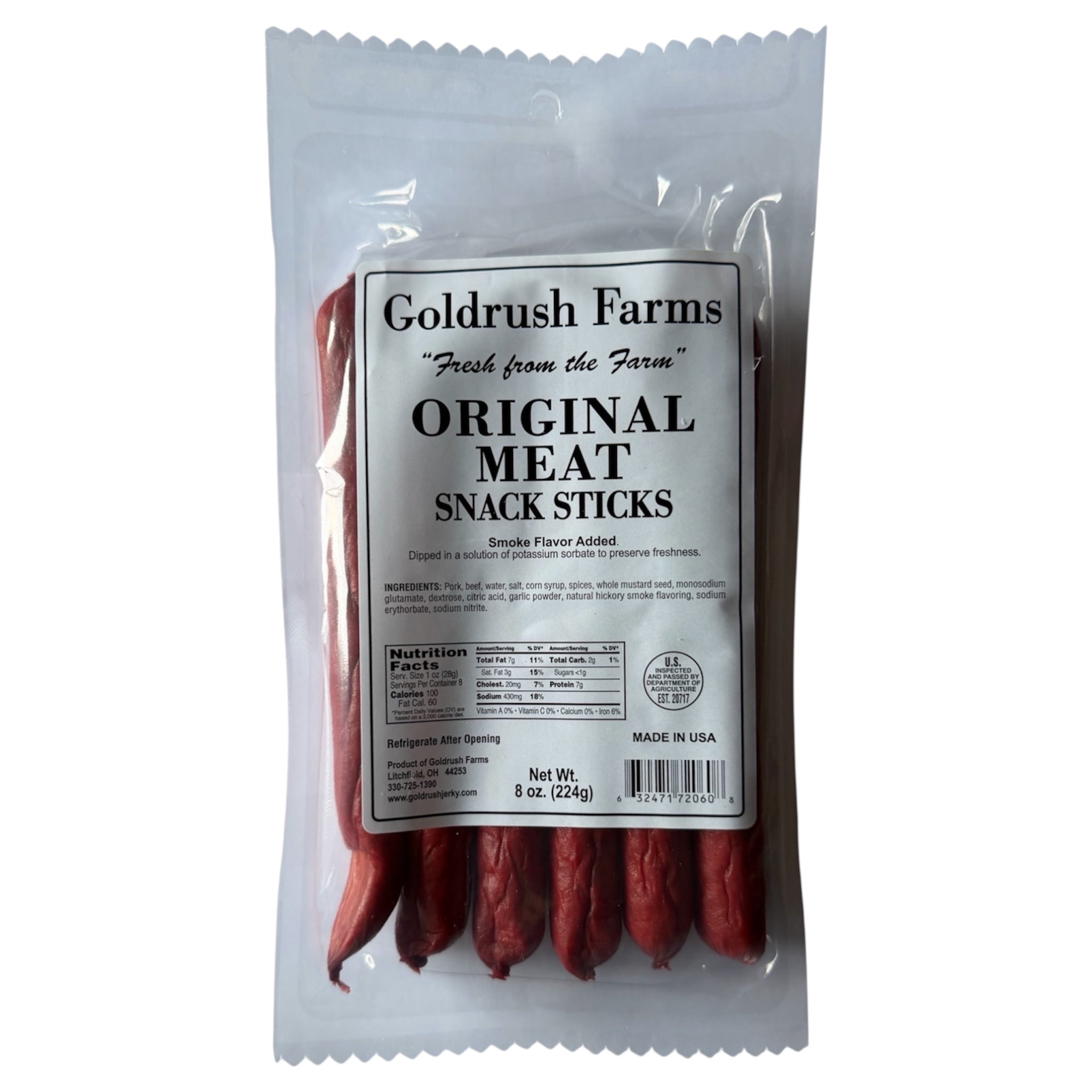 Goldrush Farms Beef Sticks - 8oz Snack Sticks - 8 Ounce Beef Stick Bags -  High-Quality Meat Snack