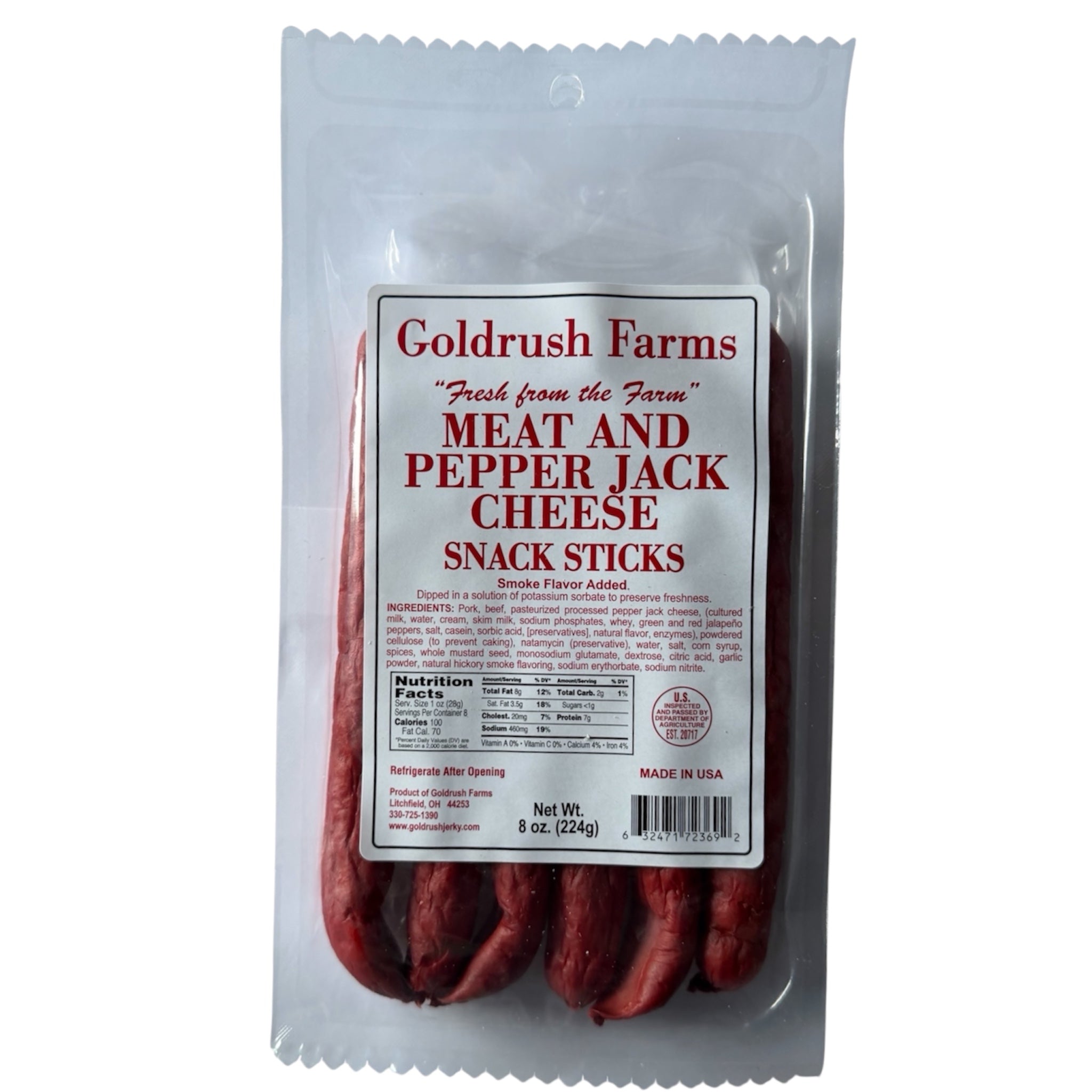 Goldrush Farms Beef Sticks - 8oz Snack Sticks - 8 Ounce Beef Stick Bags -  High-Quality Meat Snack