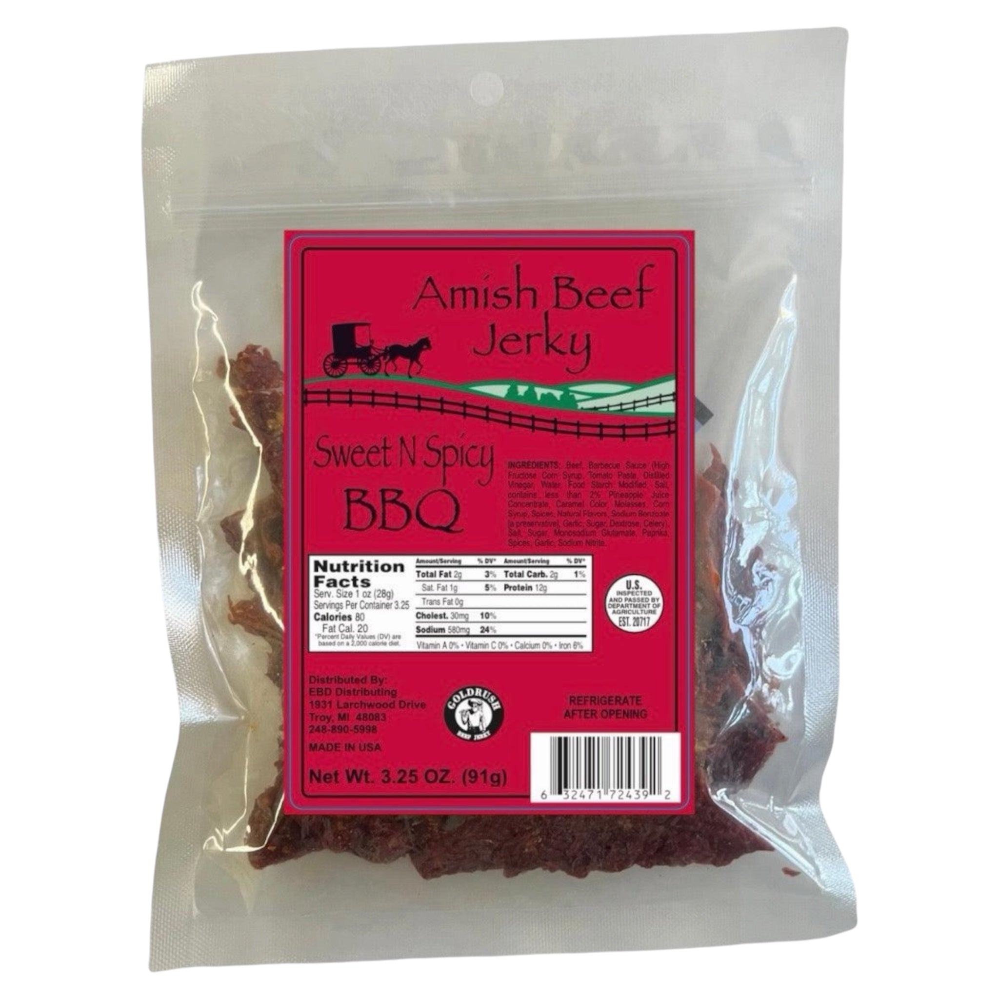 Beef Jerky 1ct - 3.25 Ounce Beef Jerky Bag - Amish Beef Jerky