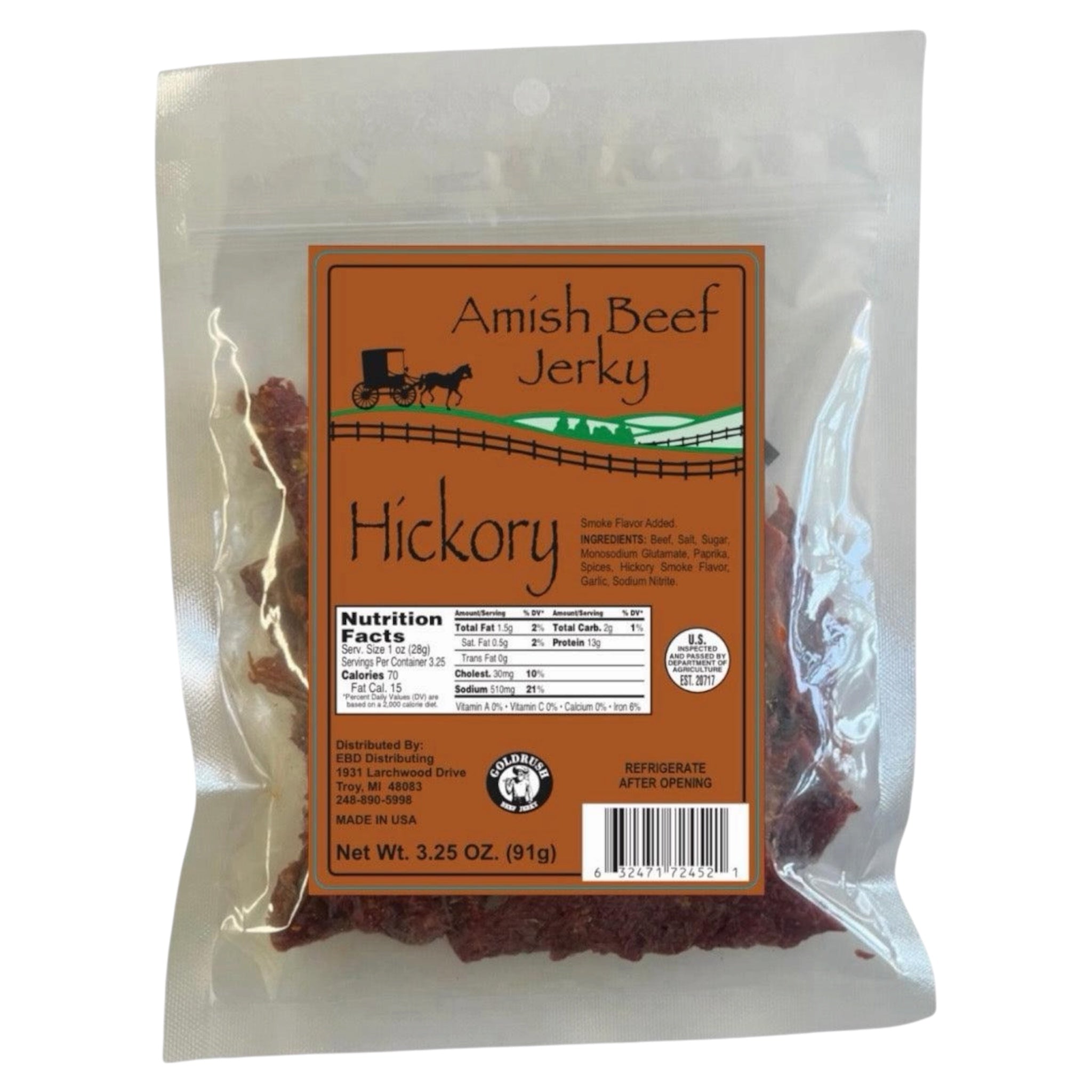 Beef Jerky 1ct - 3.25 Ounce Beef Jerky Bag - Amish Beef Jerky