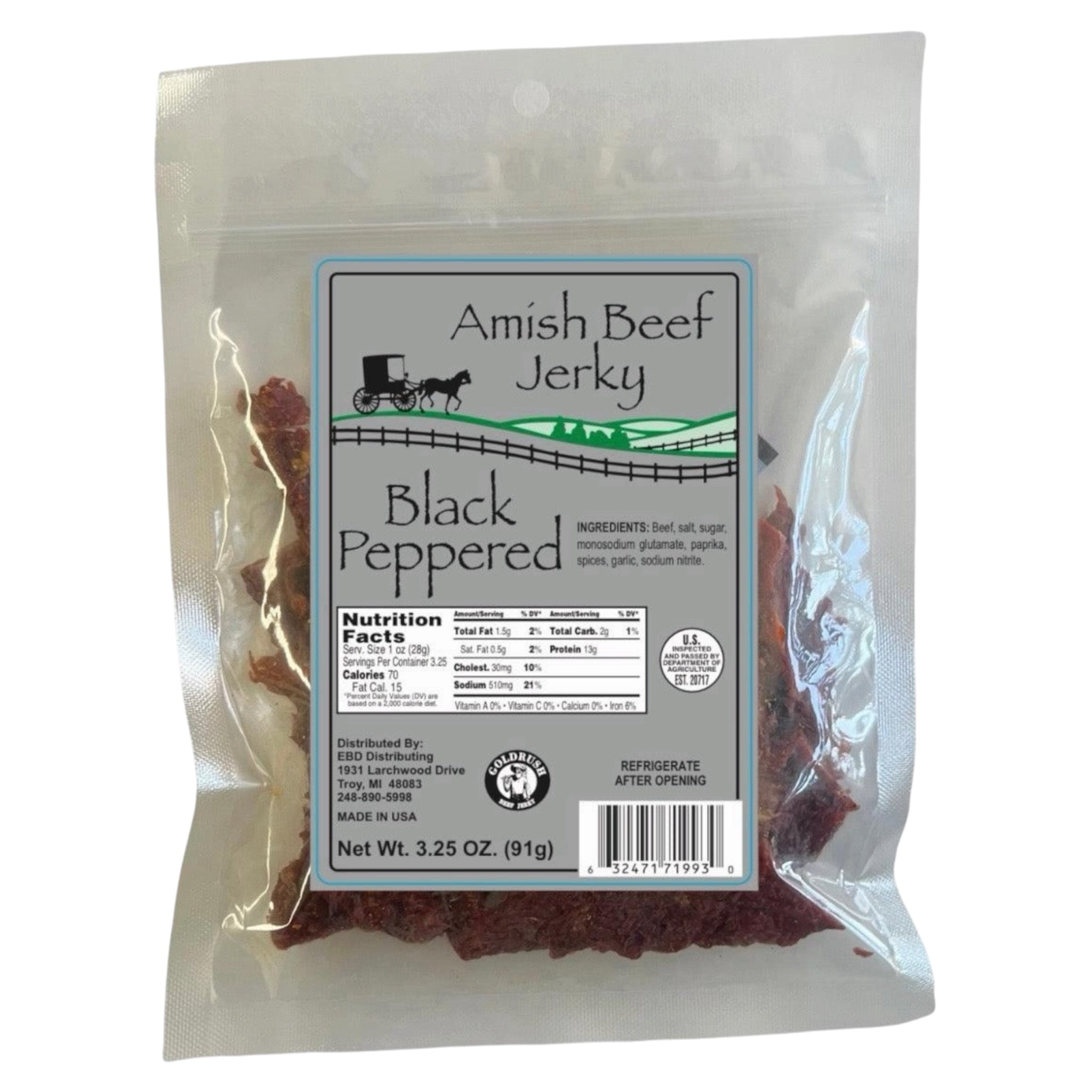 Beef Jerky 1ct - 3.25 Ounce Beef Jerky Bag - Amish Beef Jerky