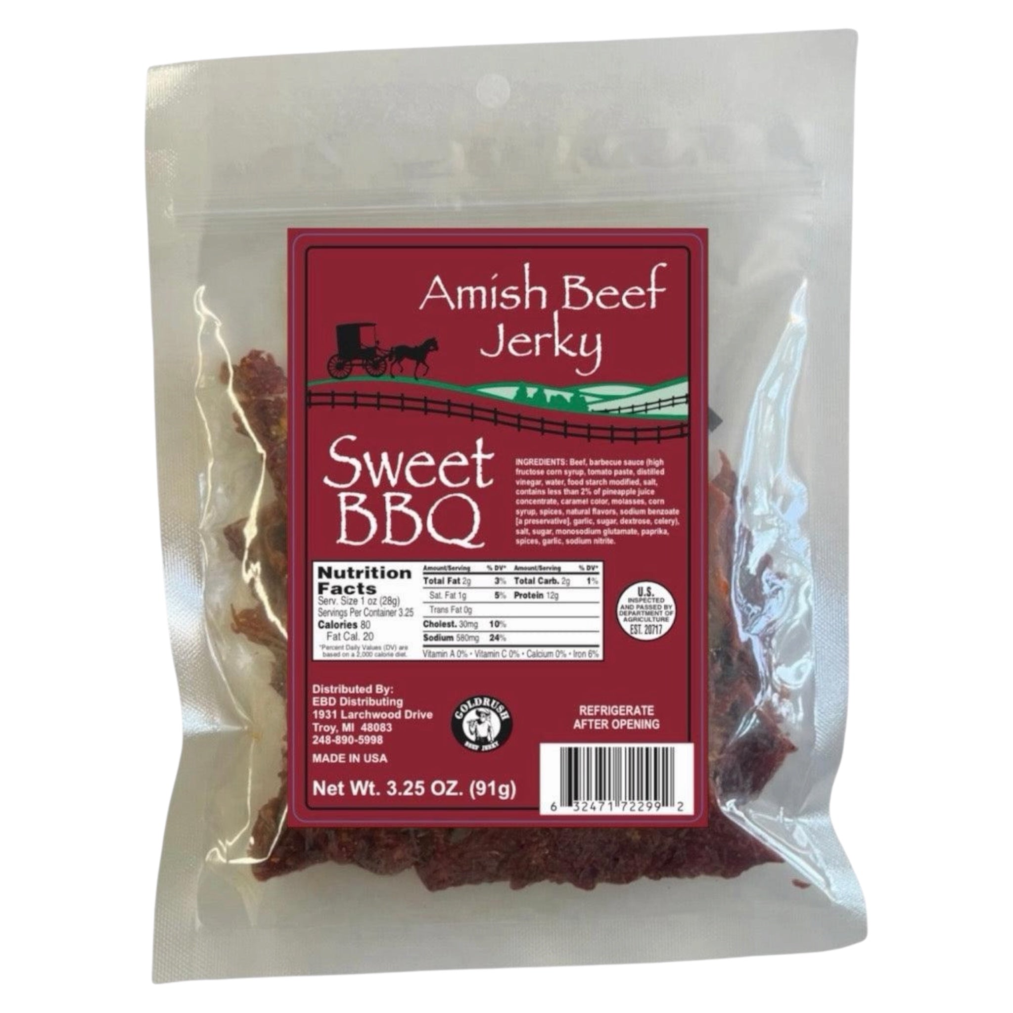 Beef Jerky 1ct - 3.25 Ounce Beef Jerky Bag - Amish Beef Jerky