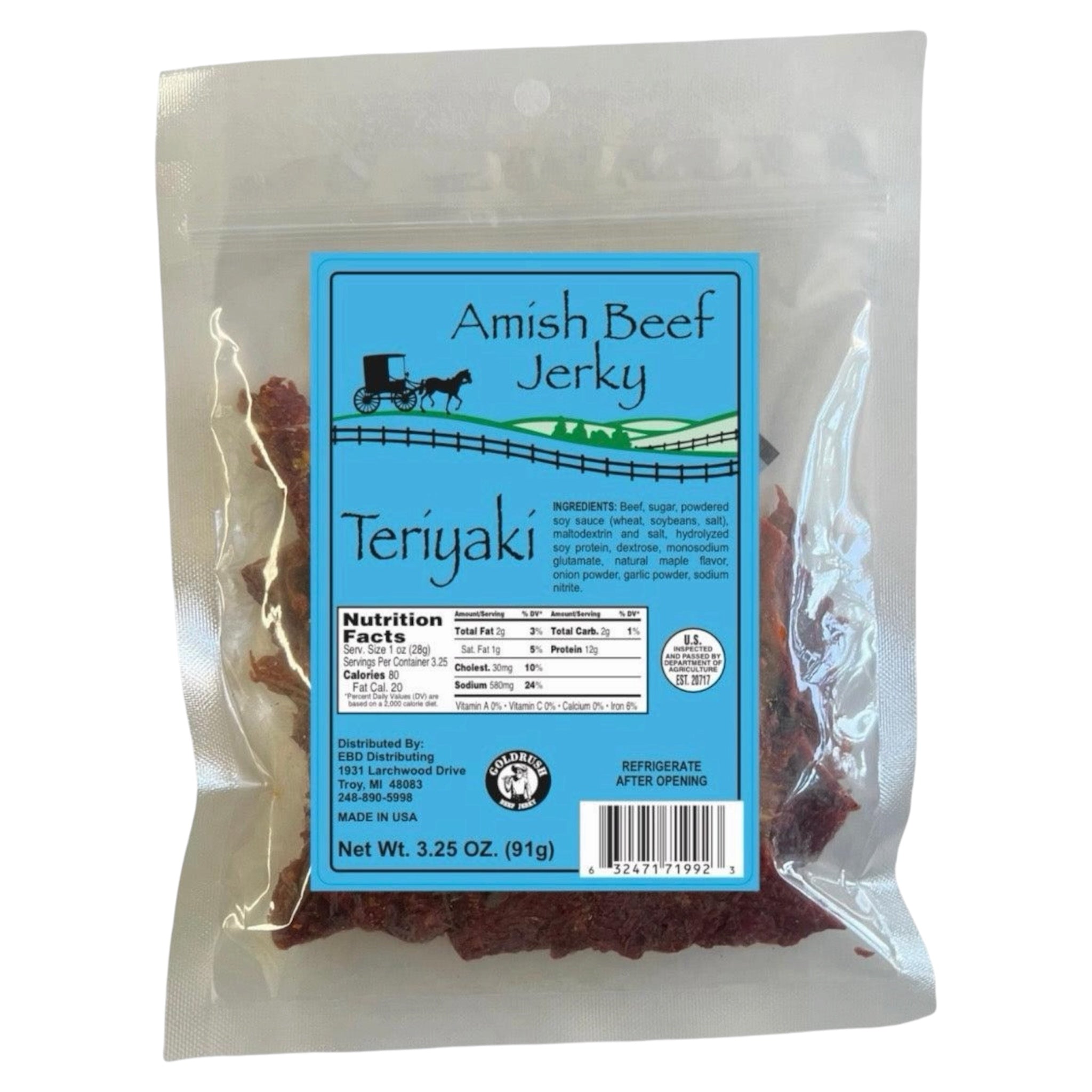 Beef Jerky 1ct - 3.25 Ounce Beef Jerky Bag - Amish Beef Jerky